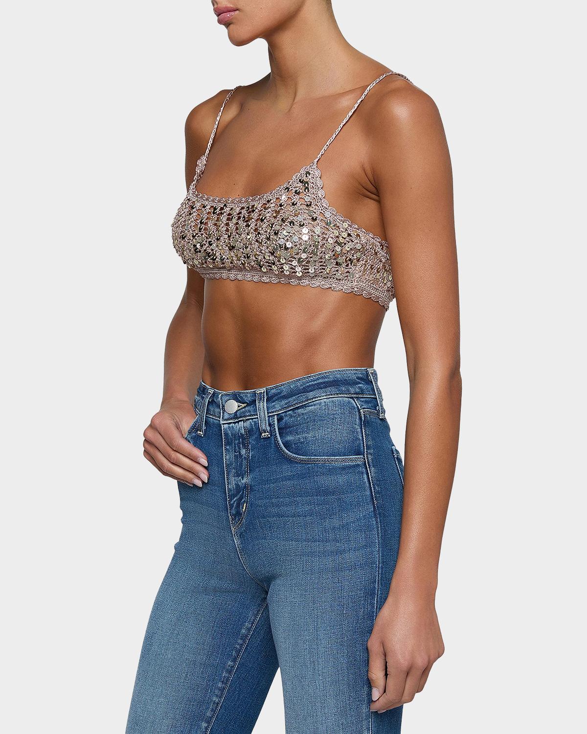 Taline Sequined Crochet Bralette - thumbnail 5