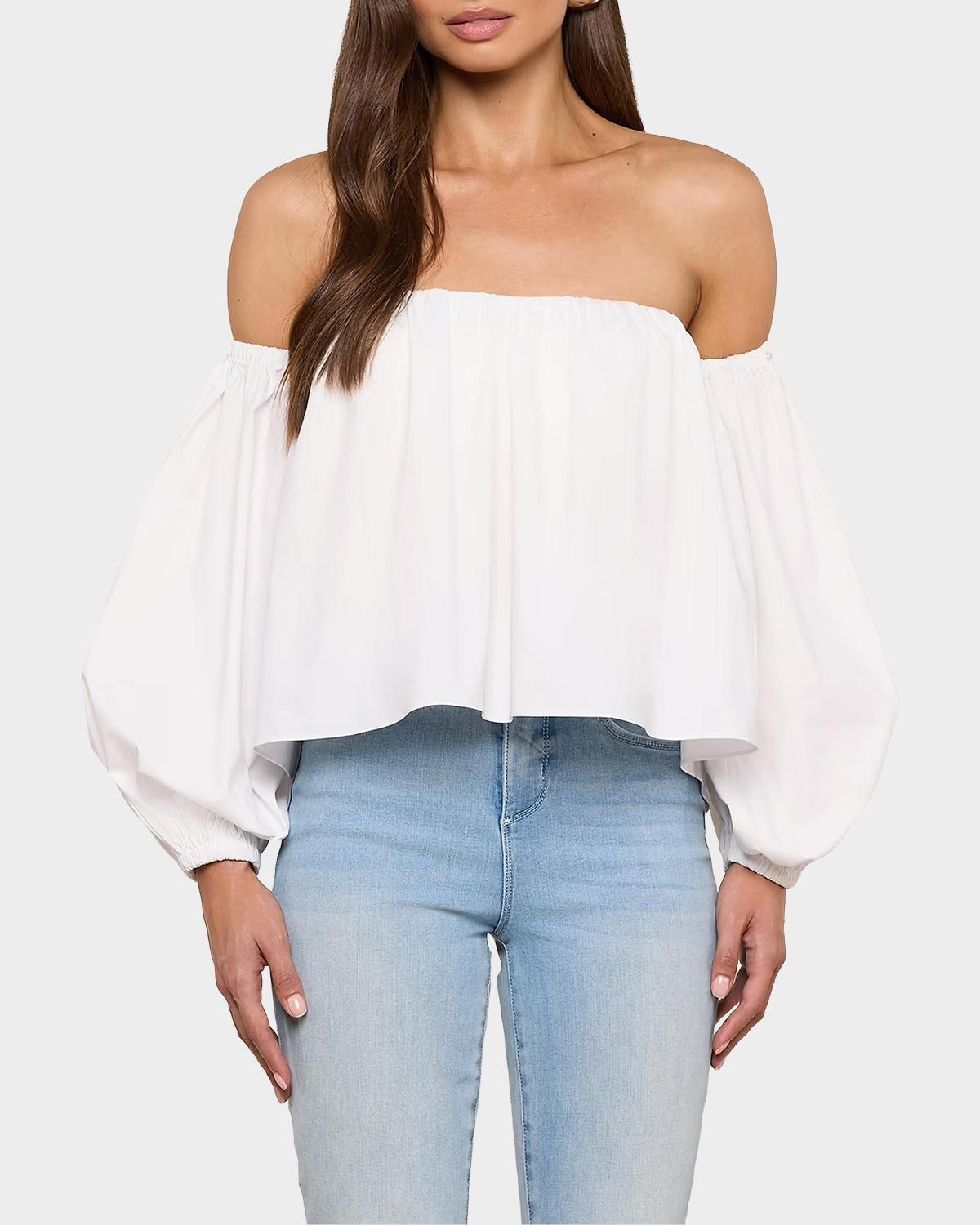 Sarai Cotton-Blend Off-The-Shoulder Top - thumbnail 4