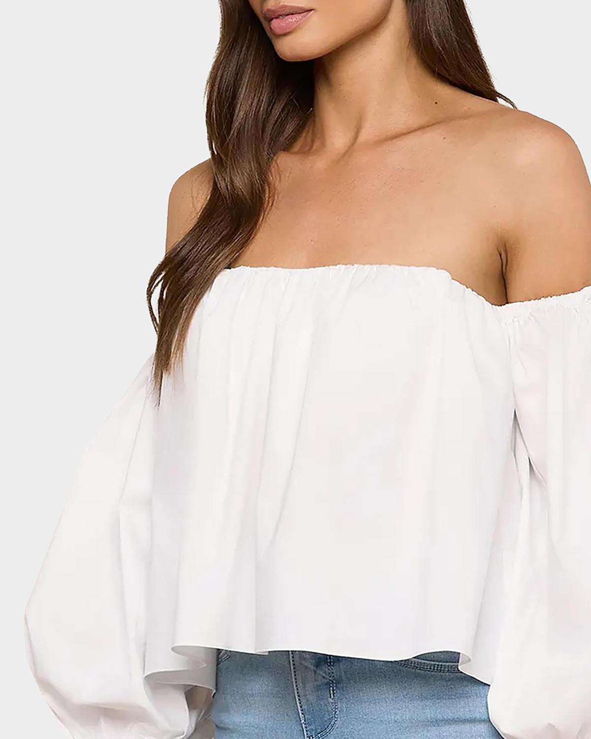 Sarai Cotton-Blend Off-The-Shoulder Top - thumbnail 5