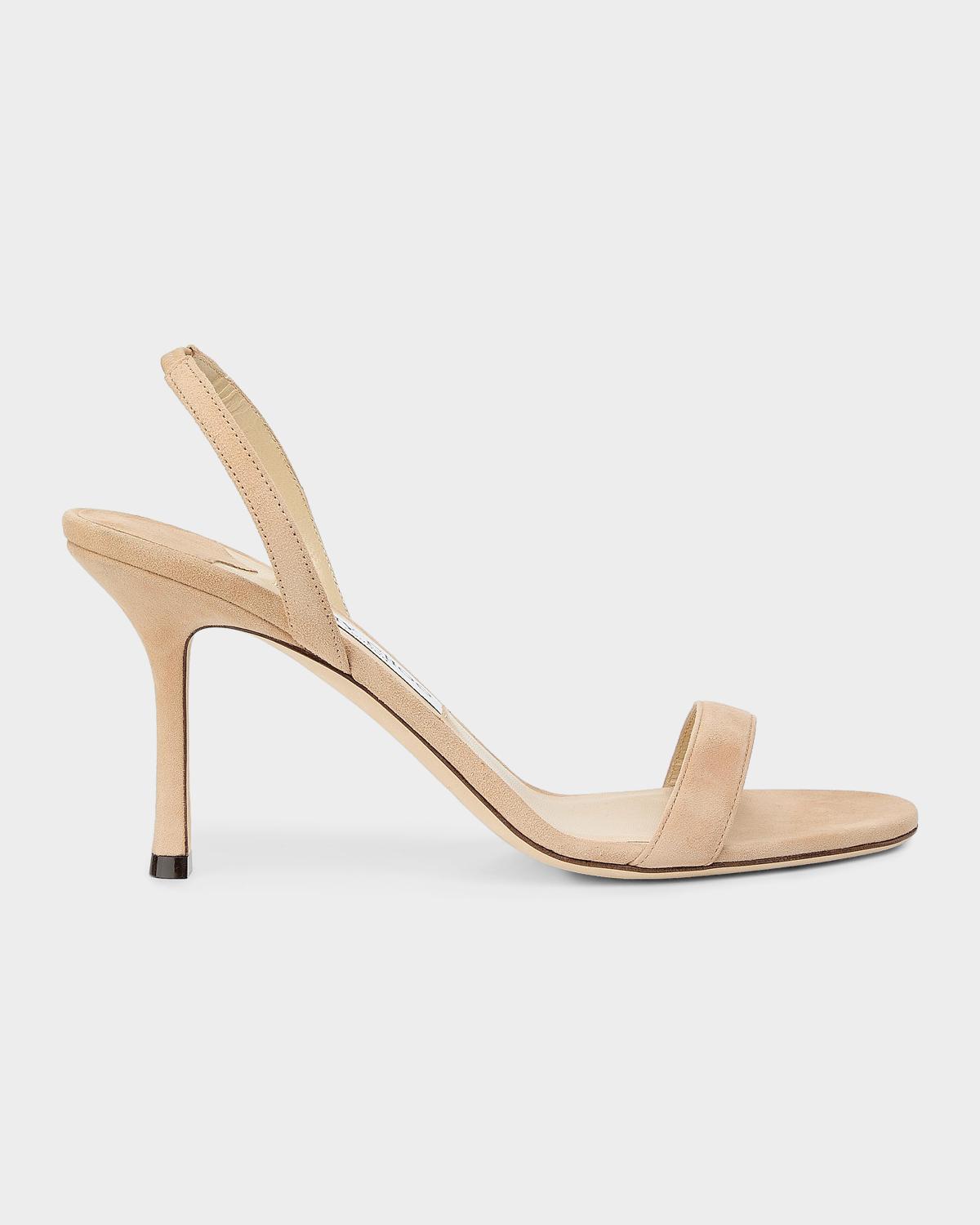 Jimmy Choo 85mm Jenn Suede Slingback Sandals | Neiman Marcus