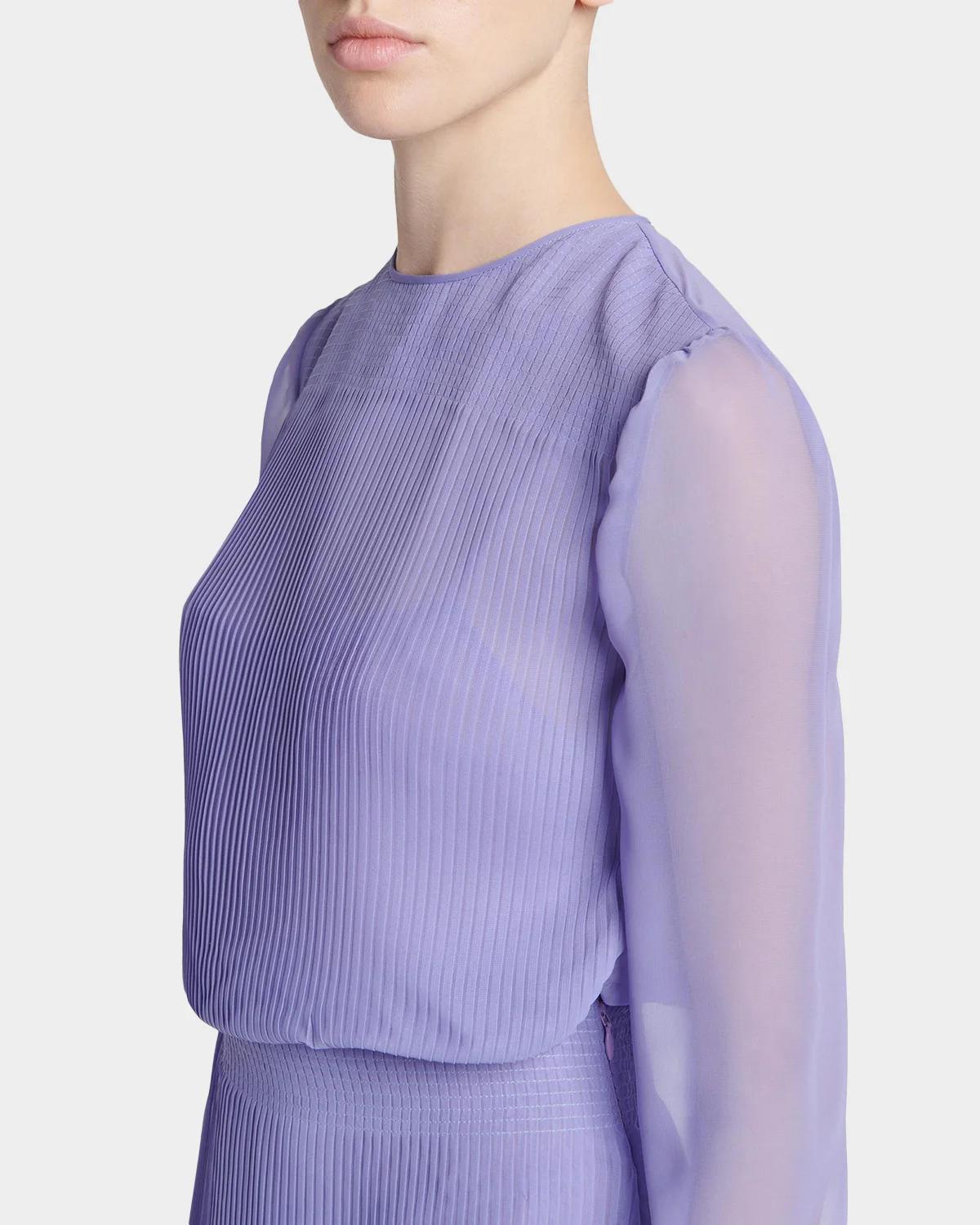 Pervinca Plisse Chiffon Long-Sleeve Midi Dress - thumbnail 5