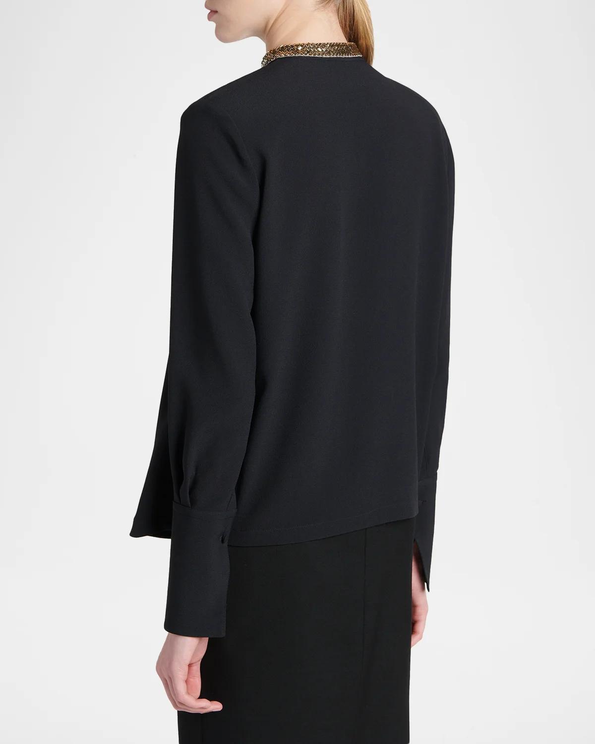 Asymmetric Golden Collar Top - thumbnail 3