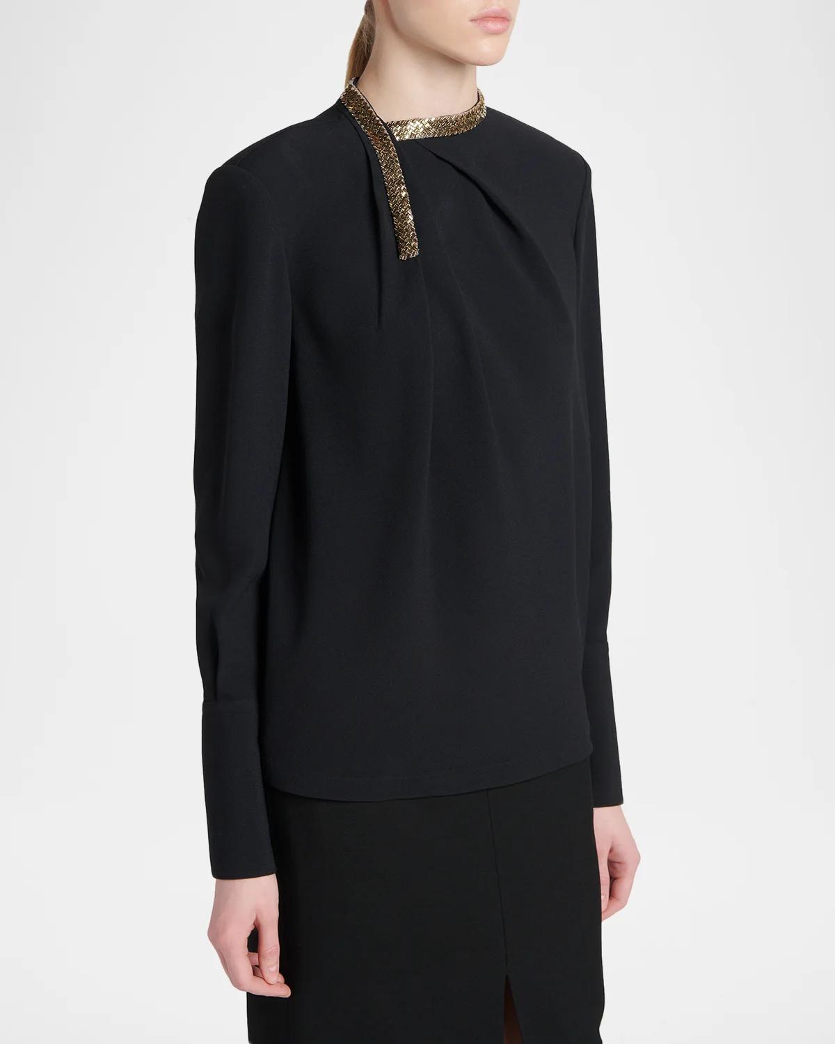 Asymmetric Golden Collar Top - thumbnail 4