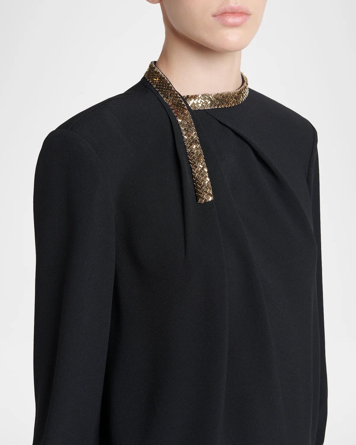 Asymmetric Golden Collar Top - thumbnail 5