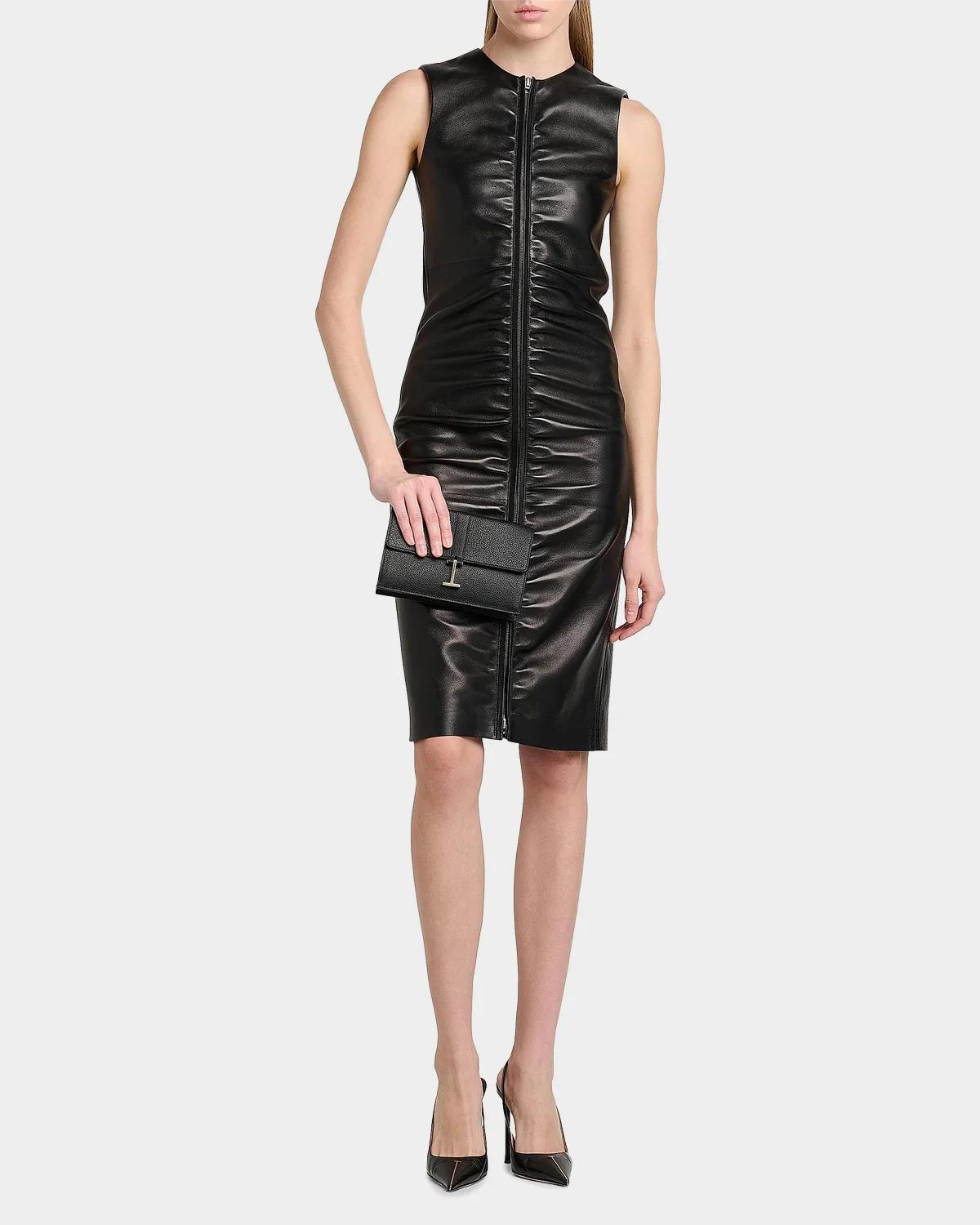 Lamb Leather Midi Dress - thumbnail 2