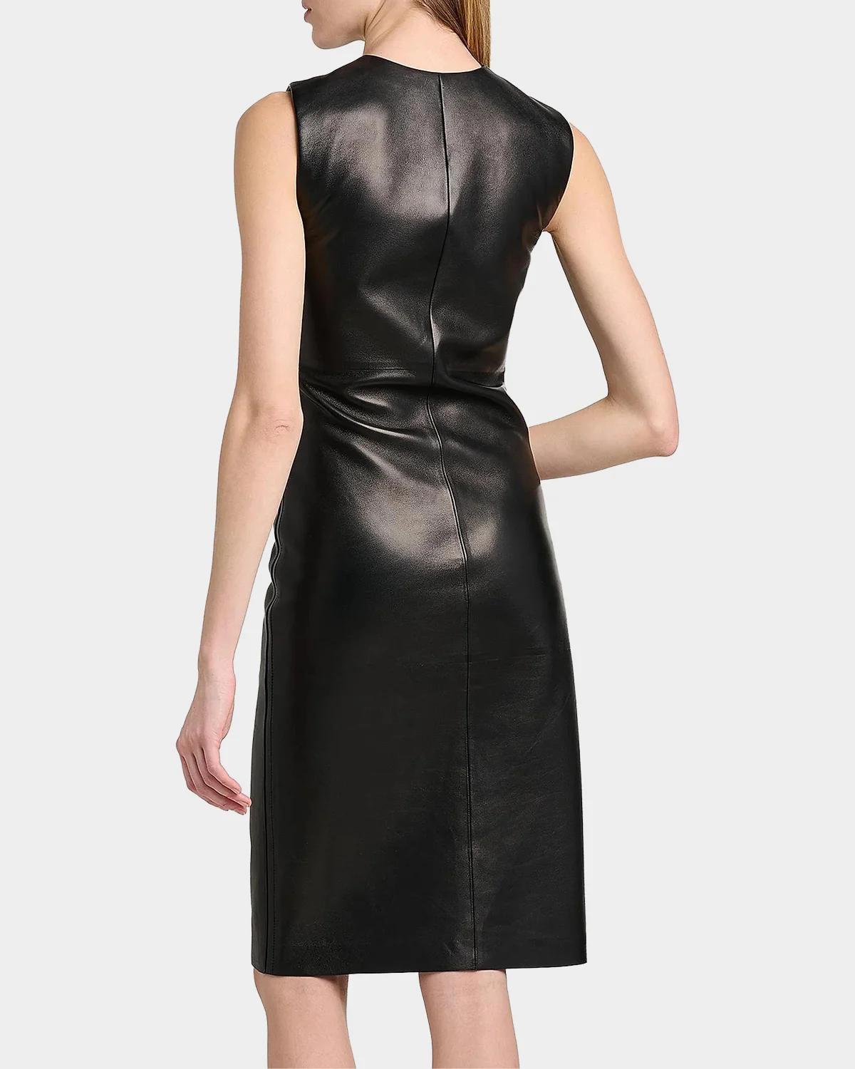 Lamb Leather Midi Dress - thumbnail 3