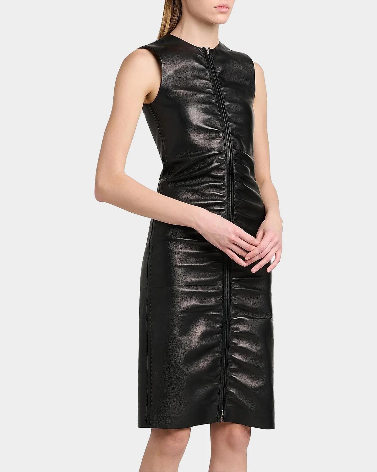 Lamb Leather Midi Dress - thumbnail 5