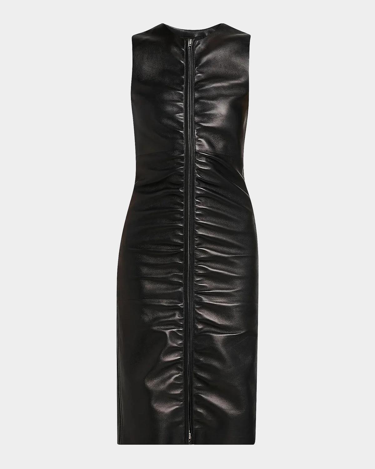 Lamb Leather Midi Dress