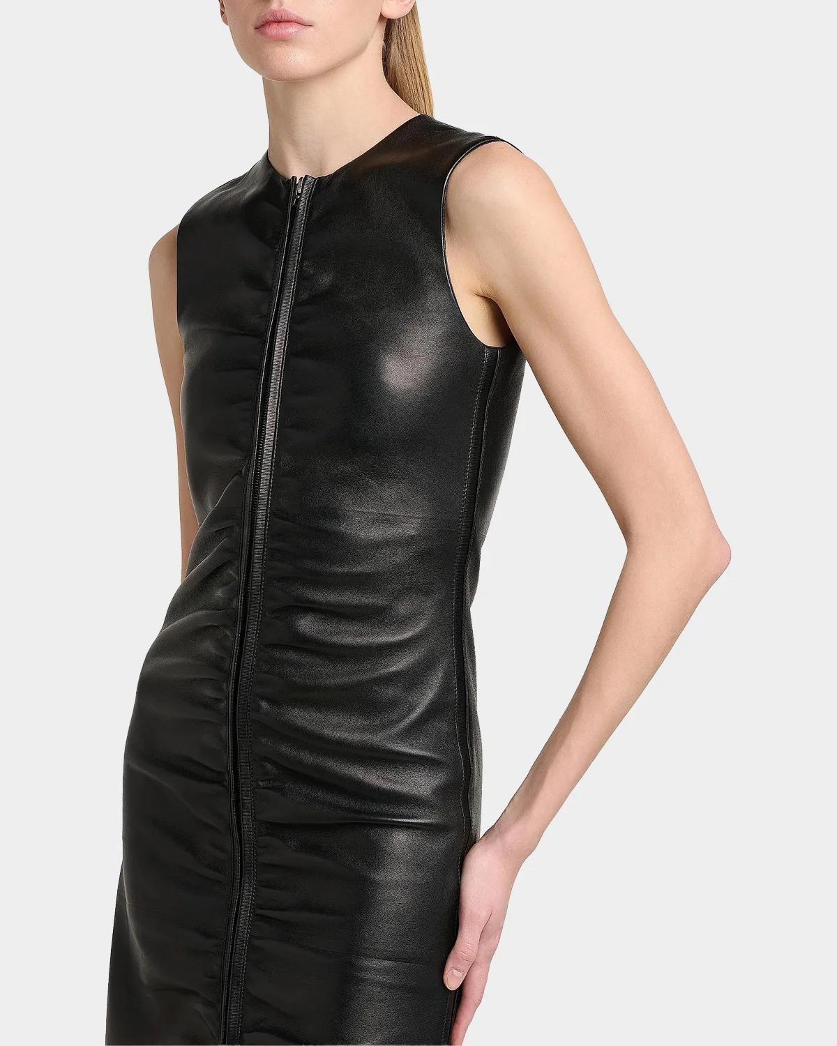 Lamb Leather Midi Dress - thumbnail 6