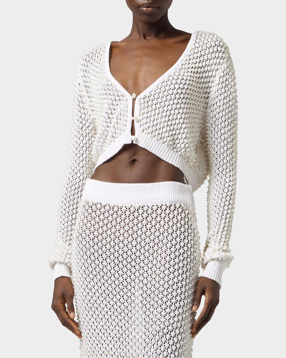 Act II: The Fall Of Icarus Maglia Imitation Pearl Crop Knit Cardigan