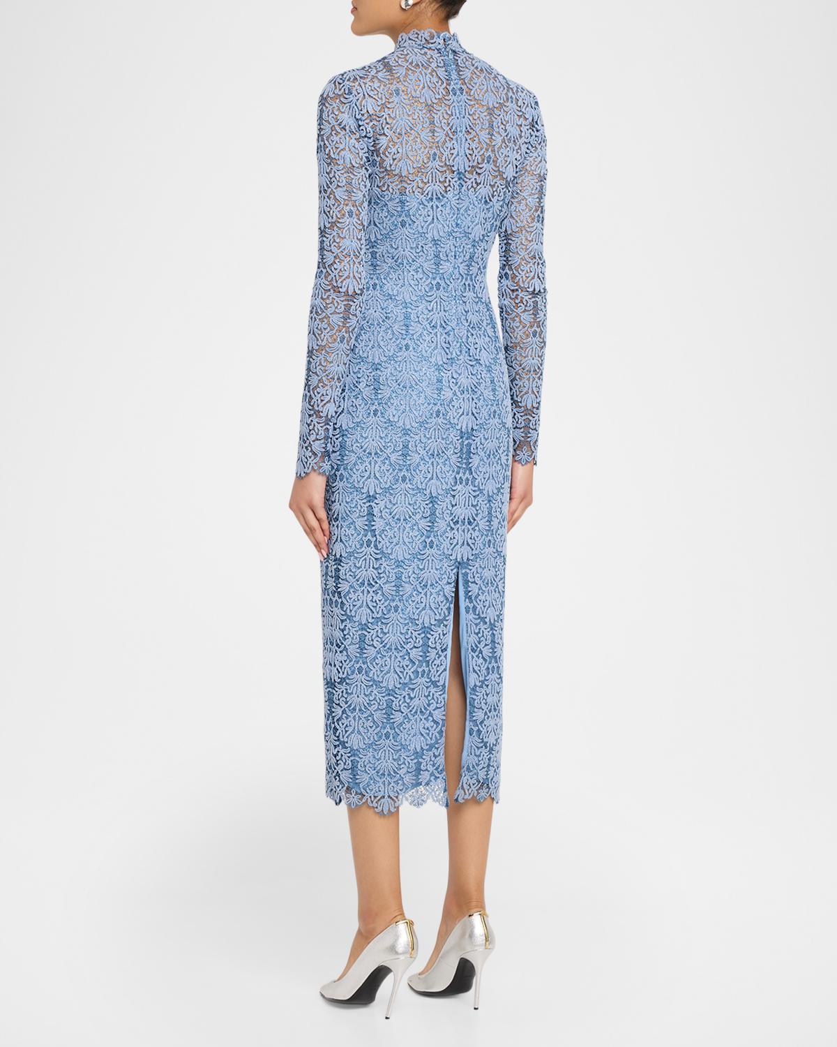 Chenille Lace Long-Sleeve Midi Dress - thumbnail 3