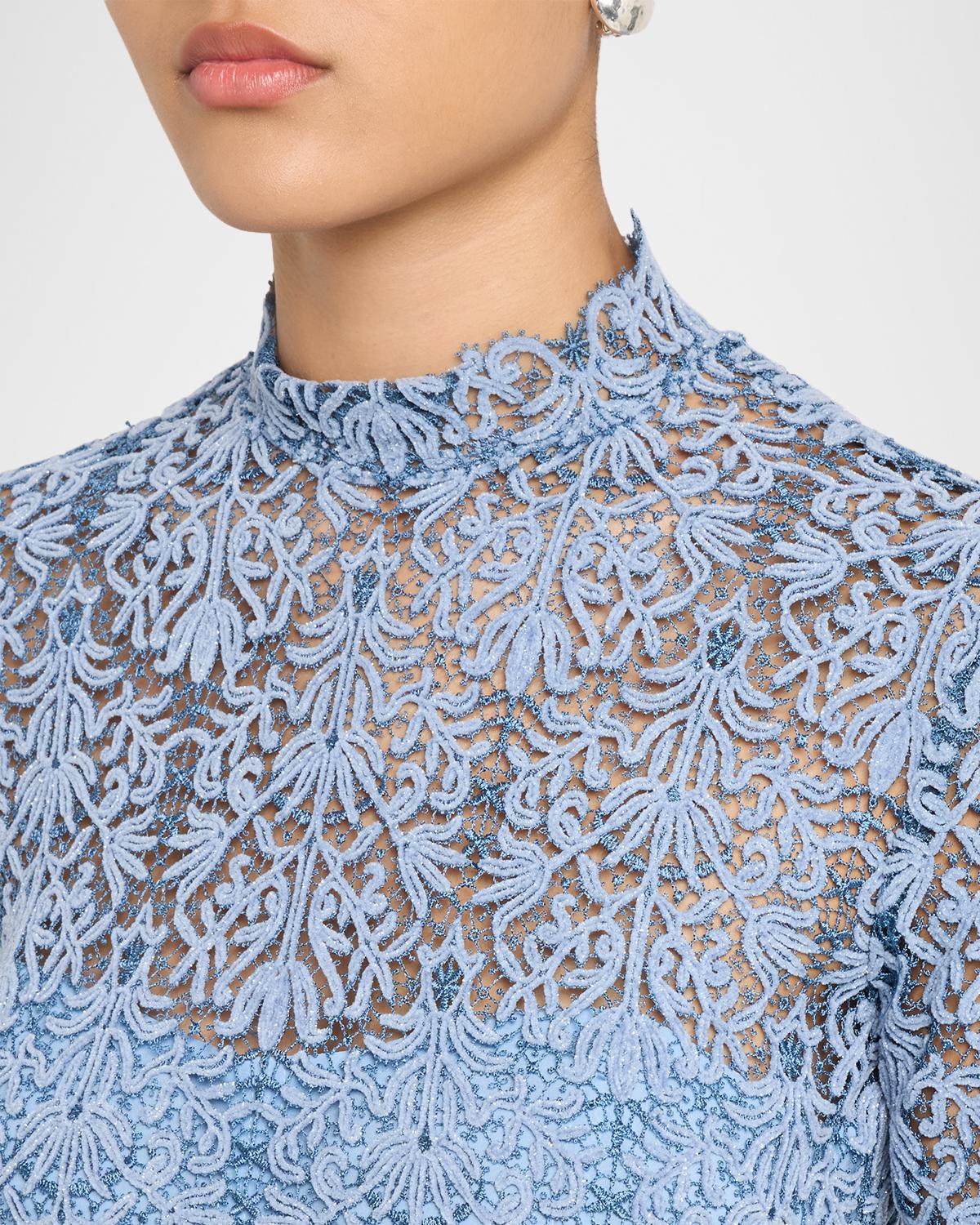 Chenille Lace Long-Sleeve Midi Dress - thumbnail 5