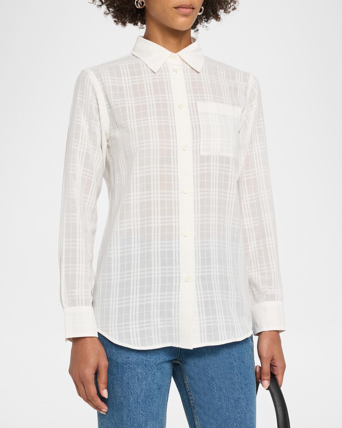 Emma Check Cotton Voile Button-Down Shirt - thumbnail 4