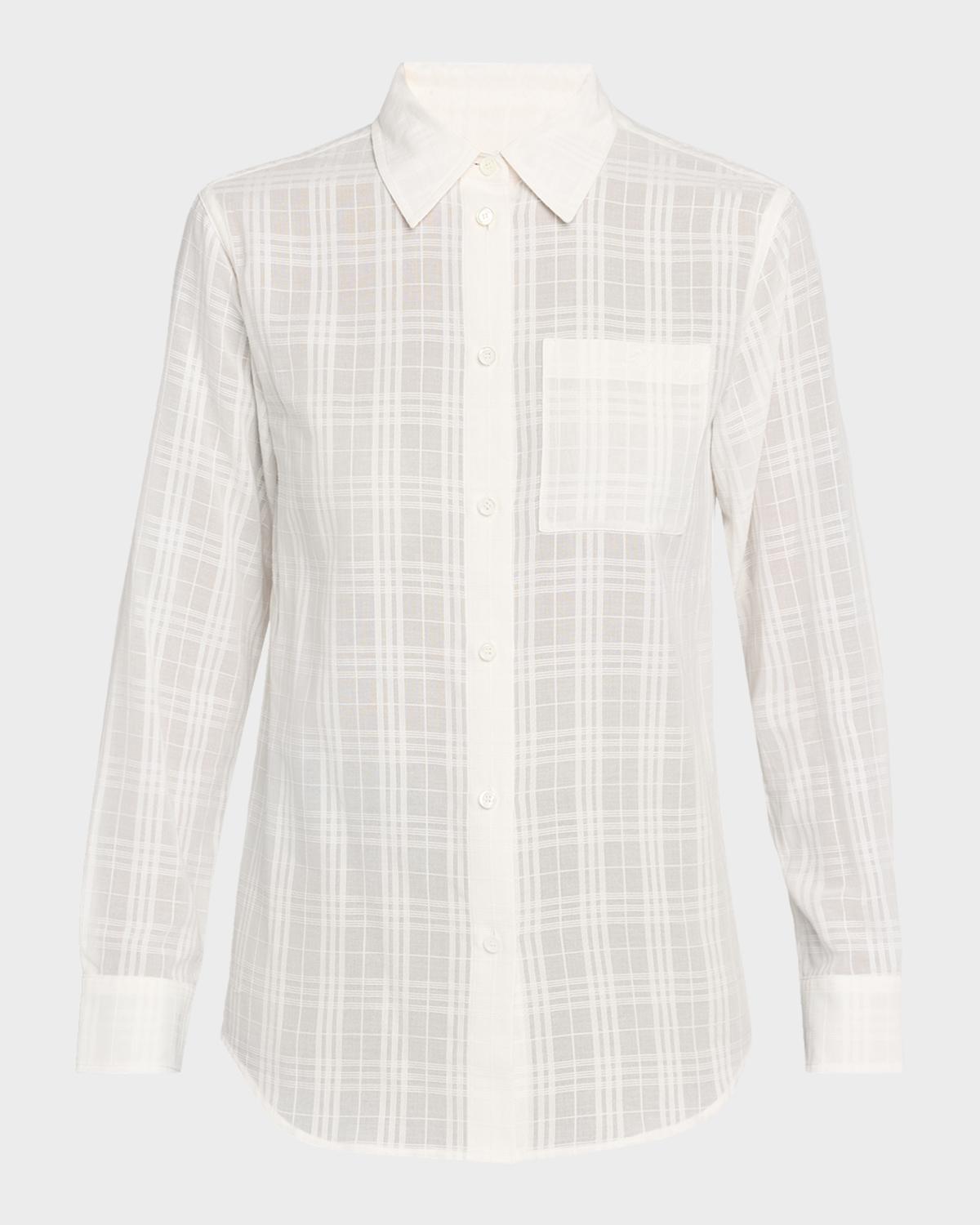 Emma Check Cotton Voile Button-Down Shirt