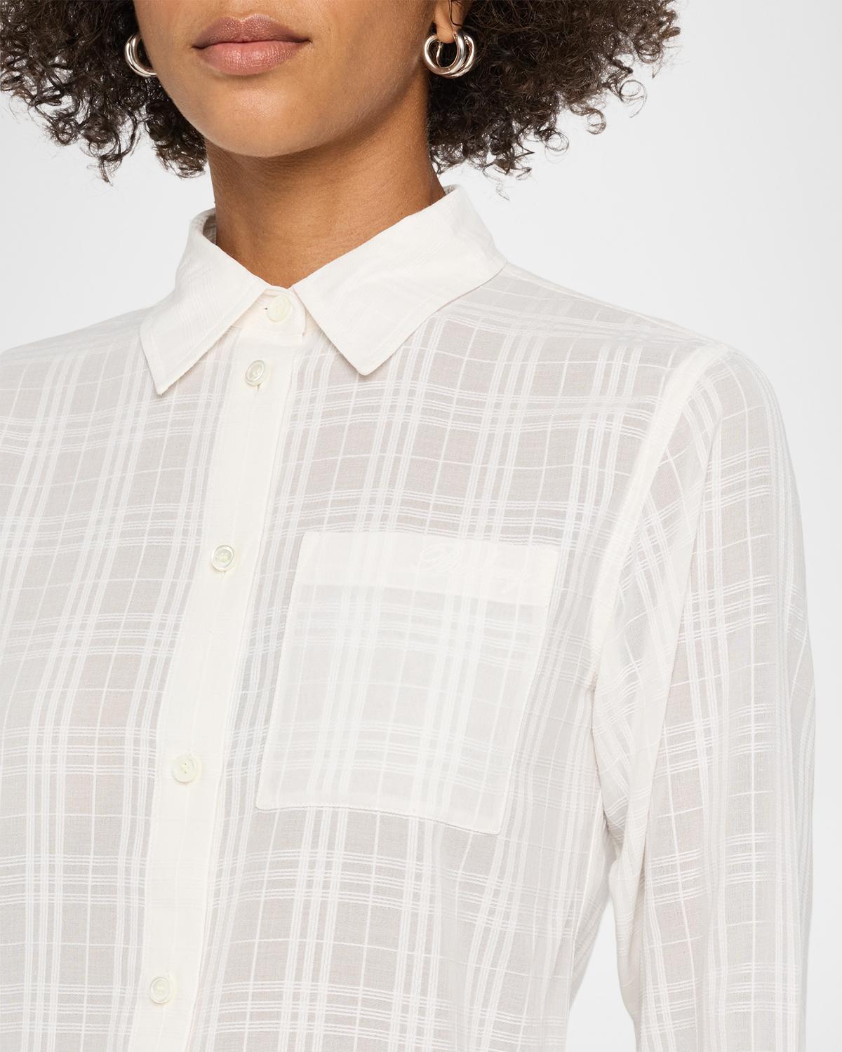 Emma Check Cotton Voile Button-Down Shirt - thumbnail 5