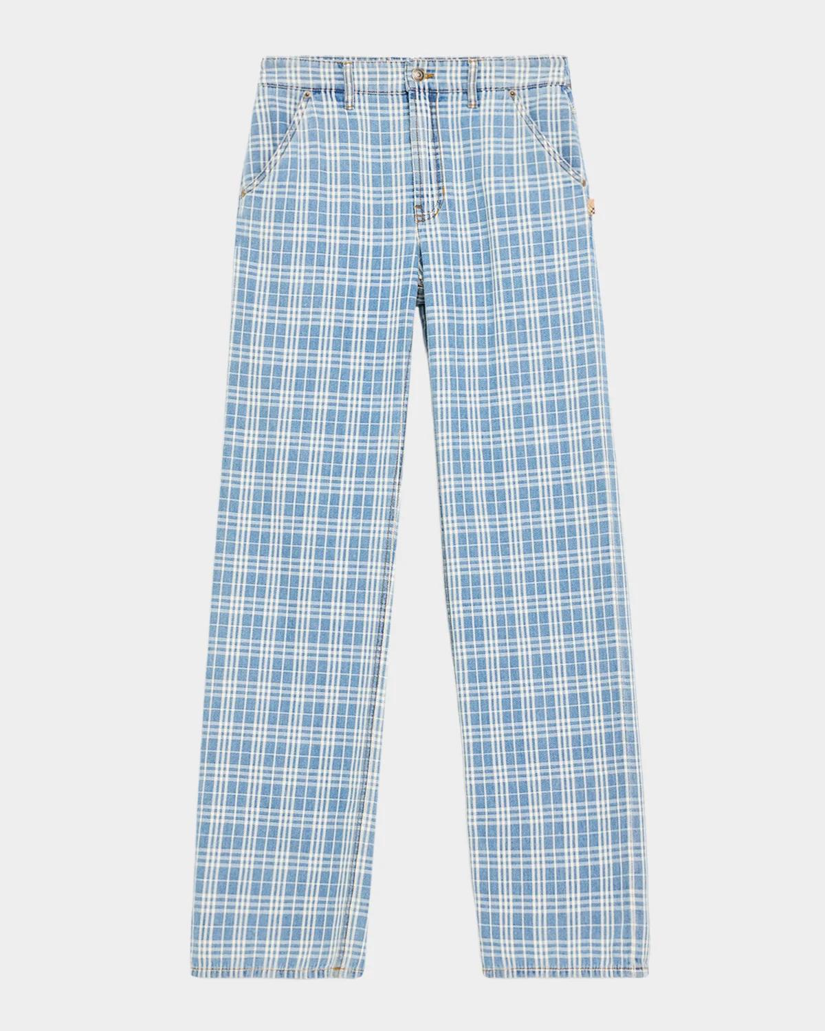 Drusilla Check Denim Straight-Leg Jeans
