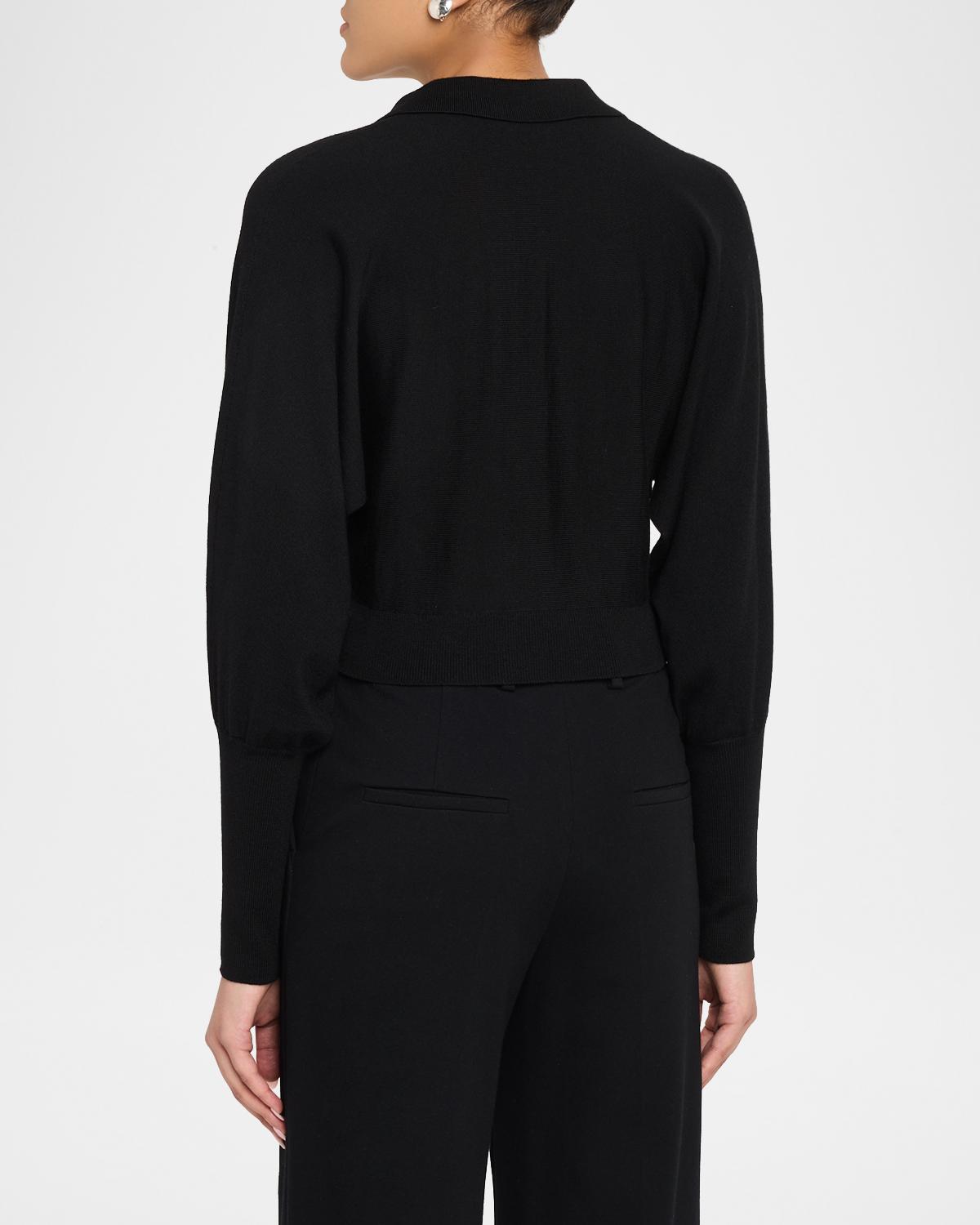 Cropped Dolman-Sleeve Collared Cardigan - thumbnail 8