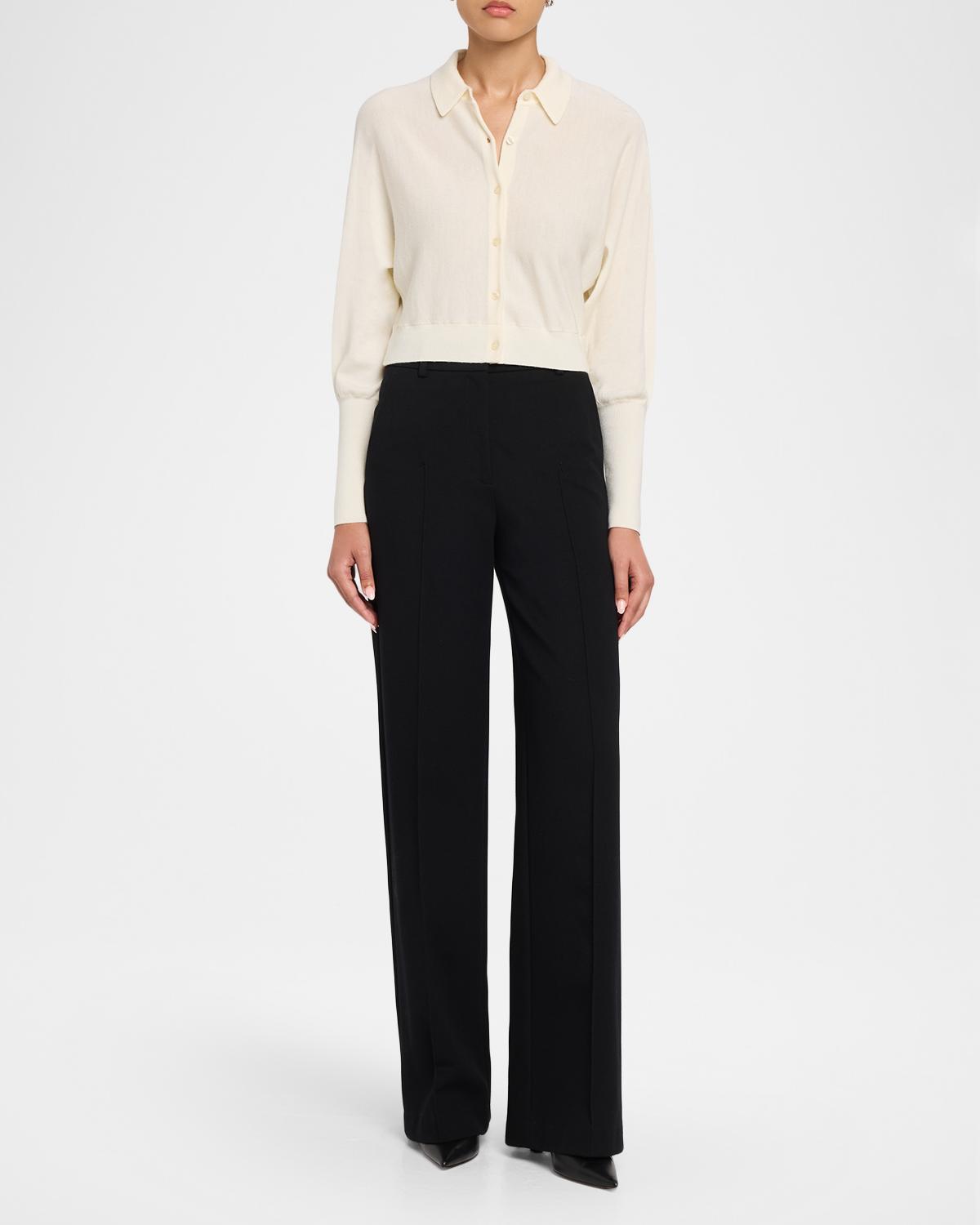 Cropped Dolman-Sleeve Collared Cardigan - thumbnail 2