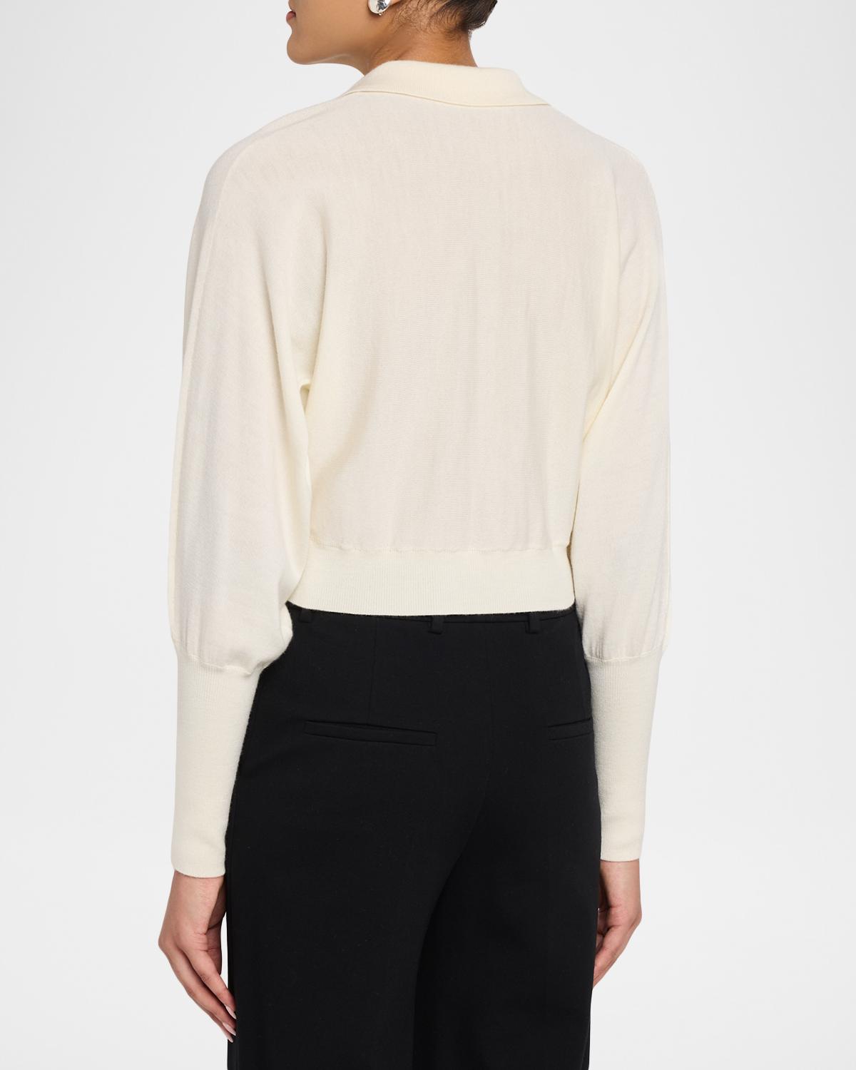Cropped Dolman-Sleeve Collared Cardigan - thumbnail 3