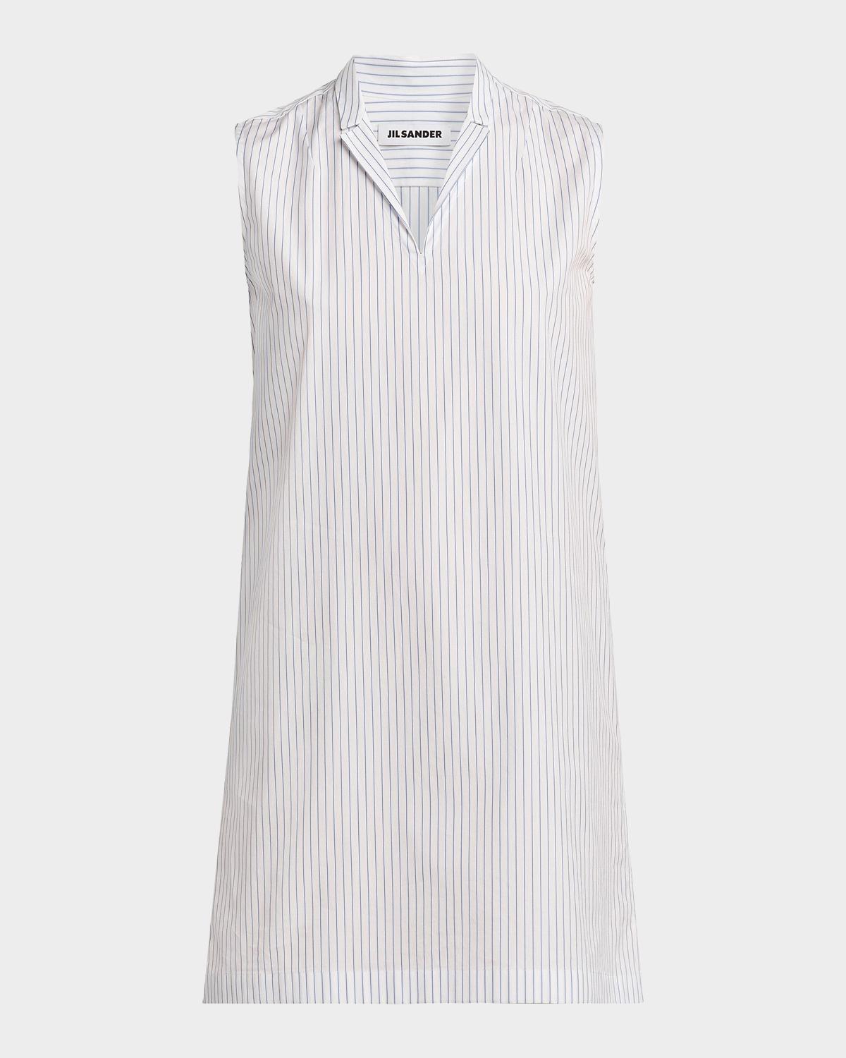 Pinstriped Cotton Poplin Minidress