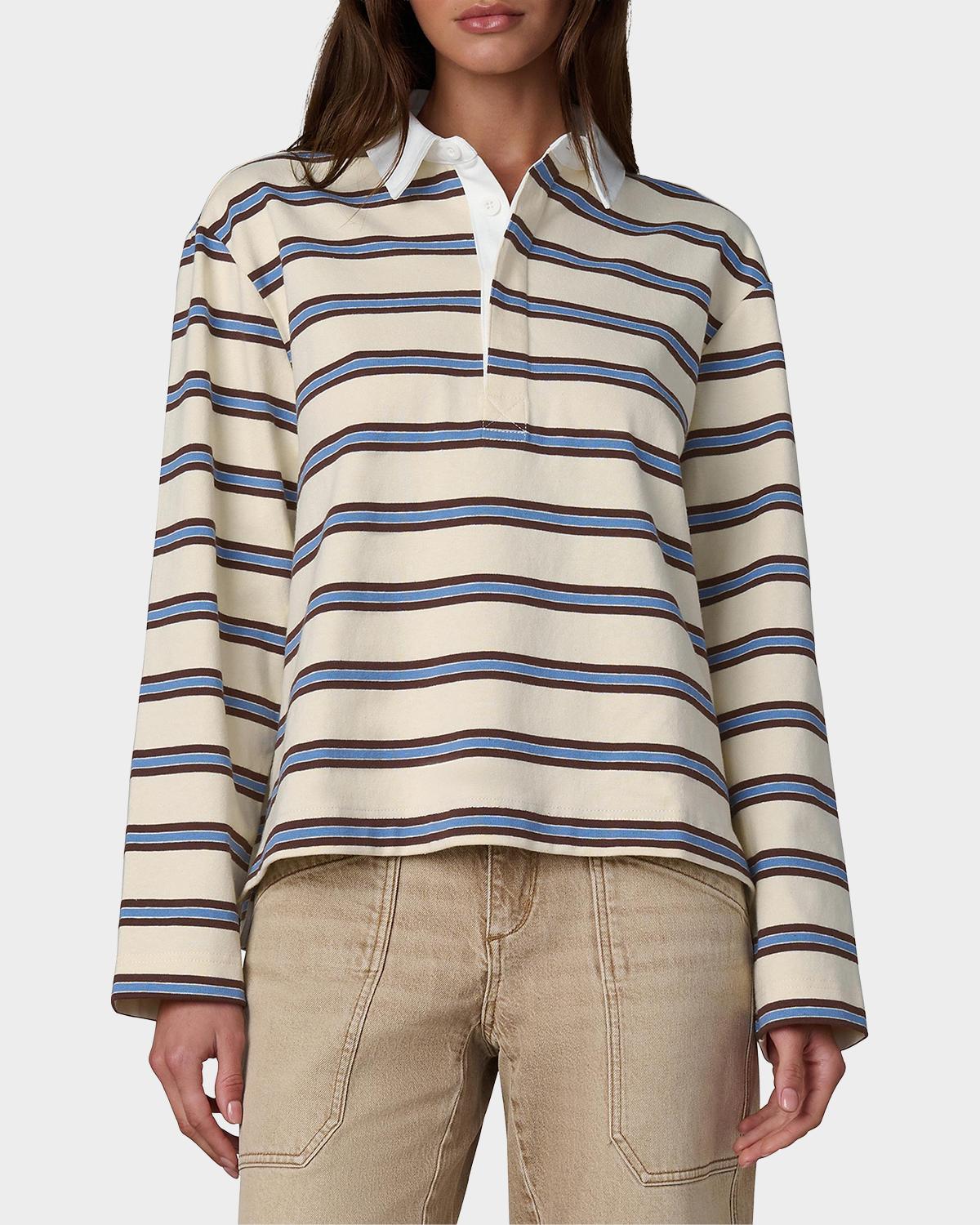 Dylan Striped Cotton Oversized Rugby Shirt - thumbnail 4