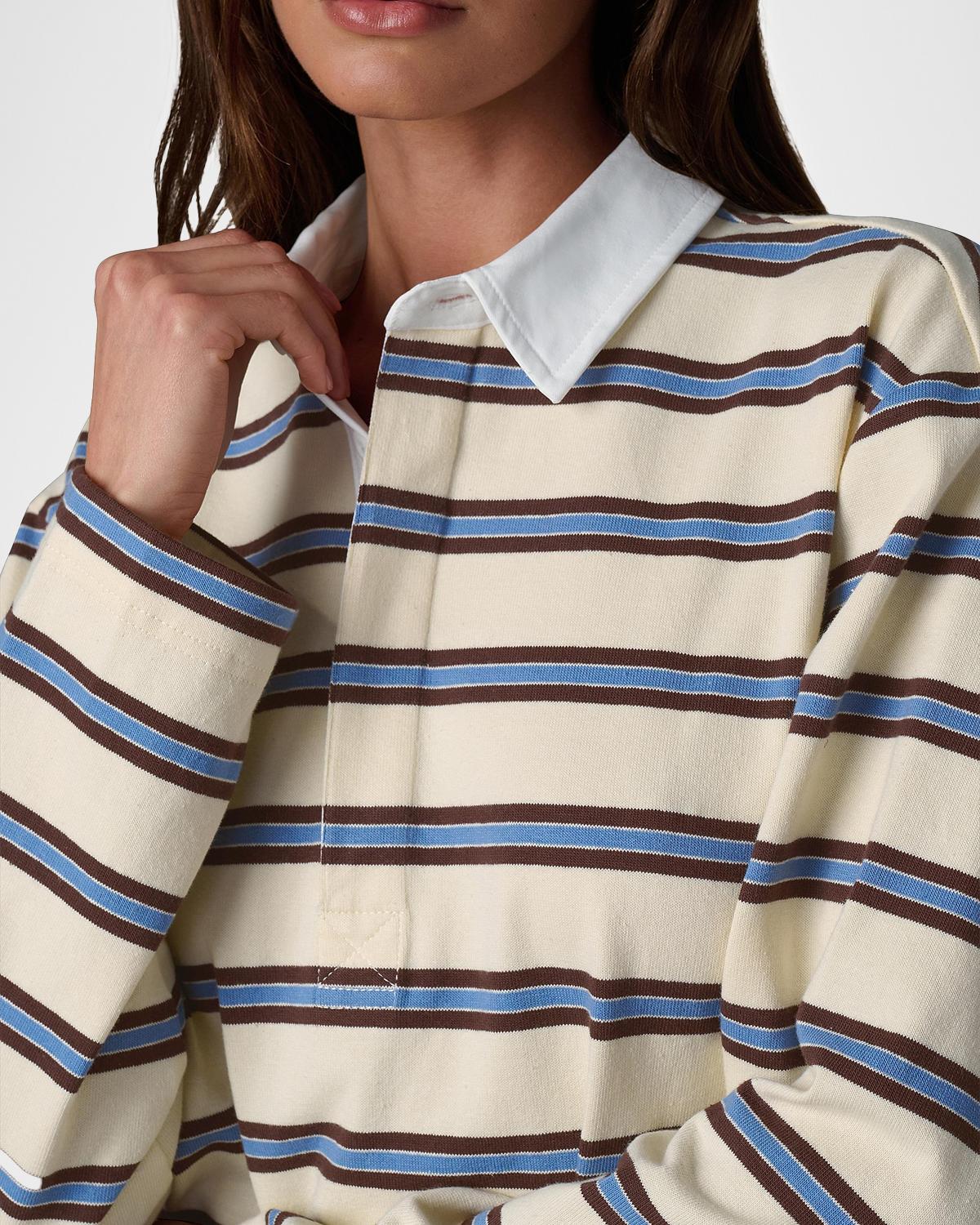 Dylan Striped Cotton Oversized Rugby Shirt - thumbnail 6