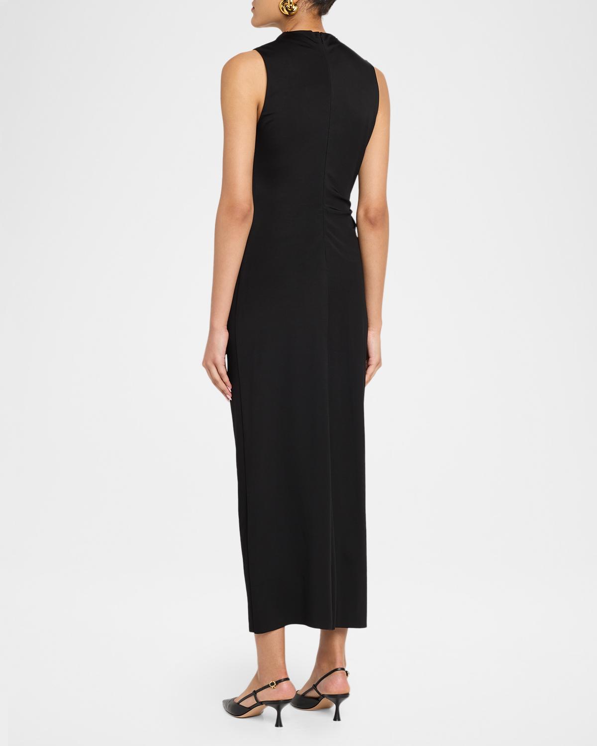 3D Metallic Flower Draped Jersey Midi Dress - thumbnail 3