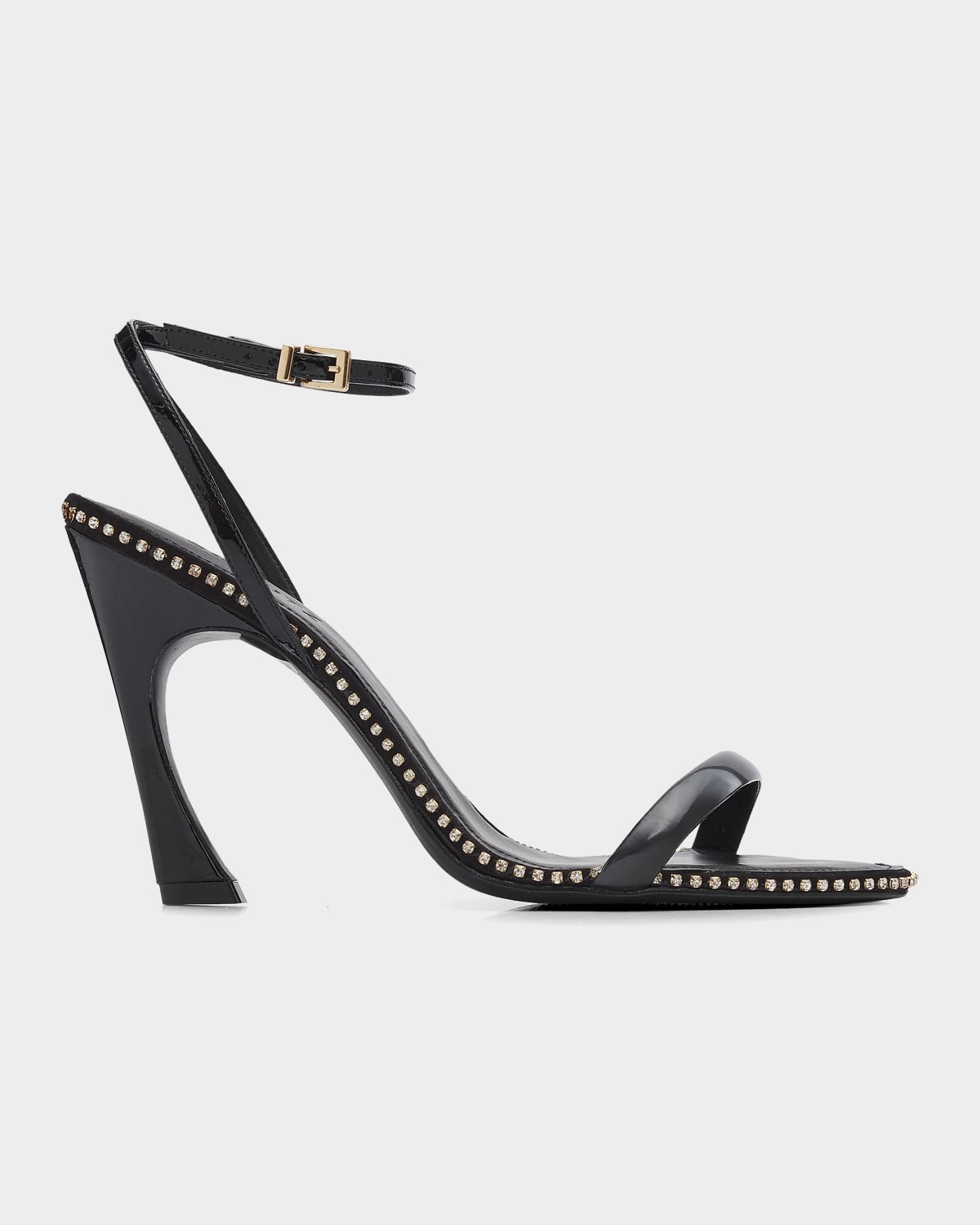 GMDNS105 ○ SILIK / シリック lo stile di clas Schutz Lexi 100MM Crystal-Trim Patent Leather Sandals | Neiman Marcus