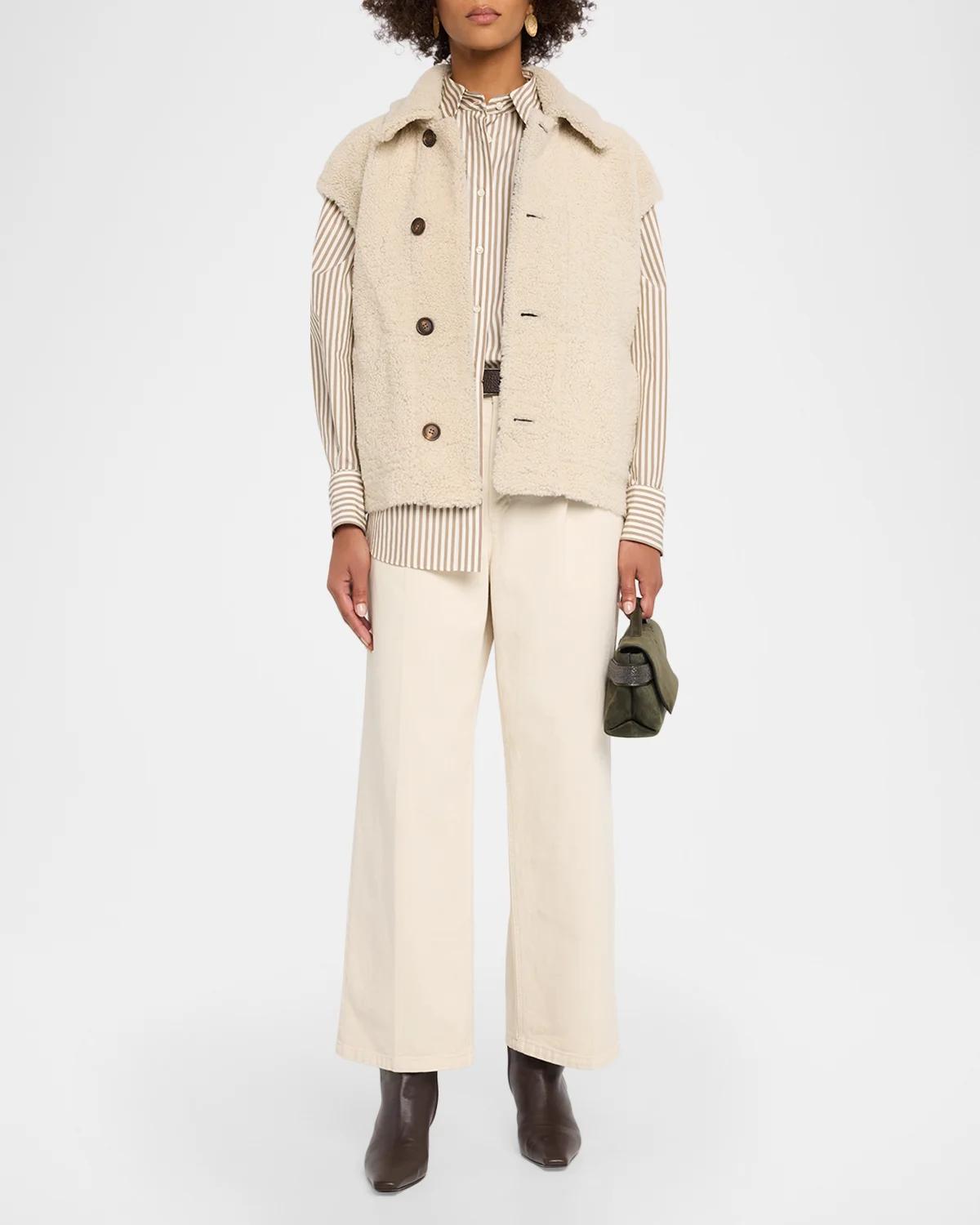 Reversible Suede & Lamb Shearling Vest - thumbnail 2