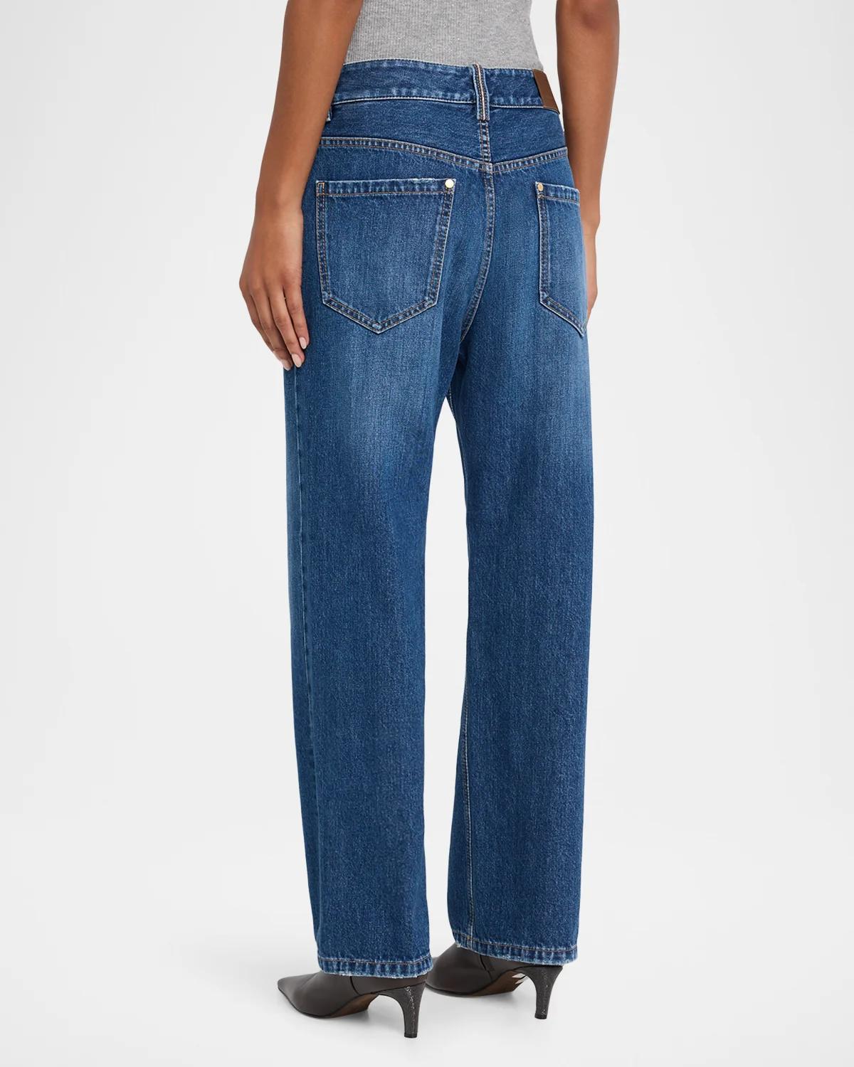 Mid-Rise Monili Trim Wide-Leg Jeans - thumbnail 3
