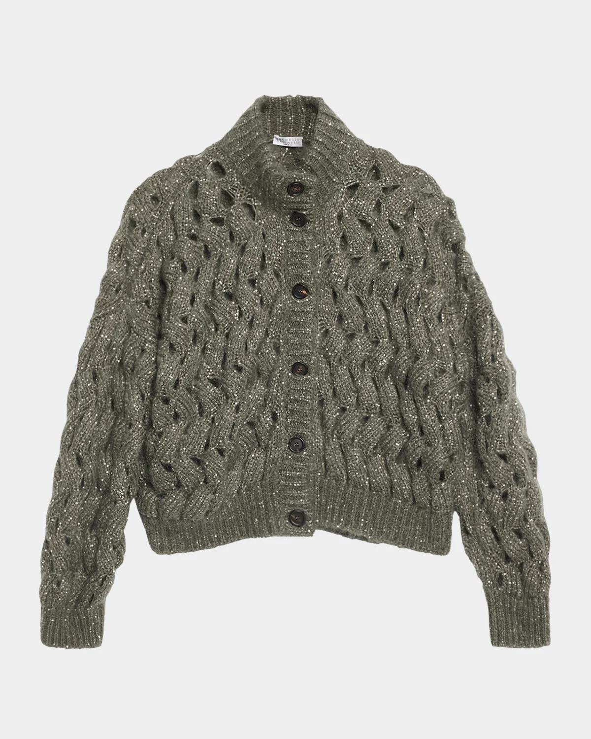 Ocean Waves Diamante Mohair Cardigan