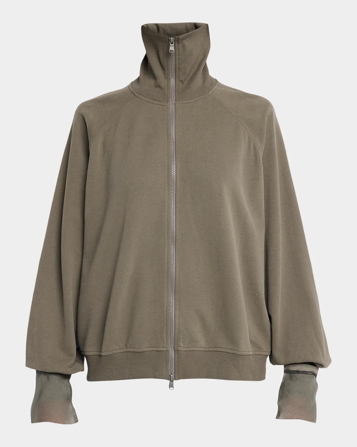 Monili Silk Cuffs Travel Zip-Up Jacket