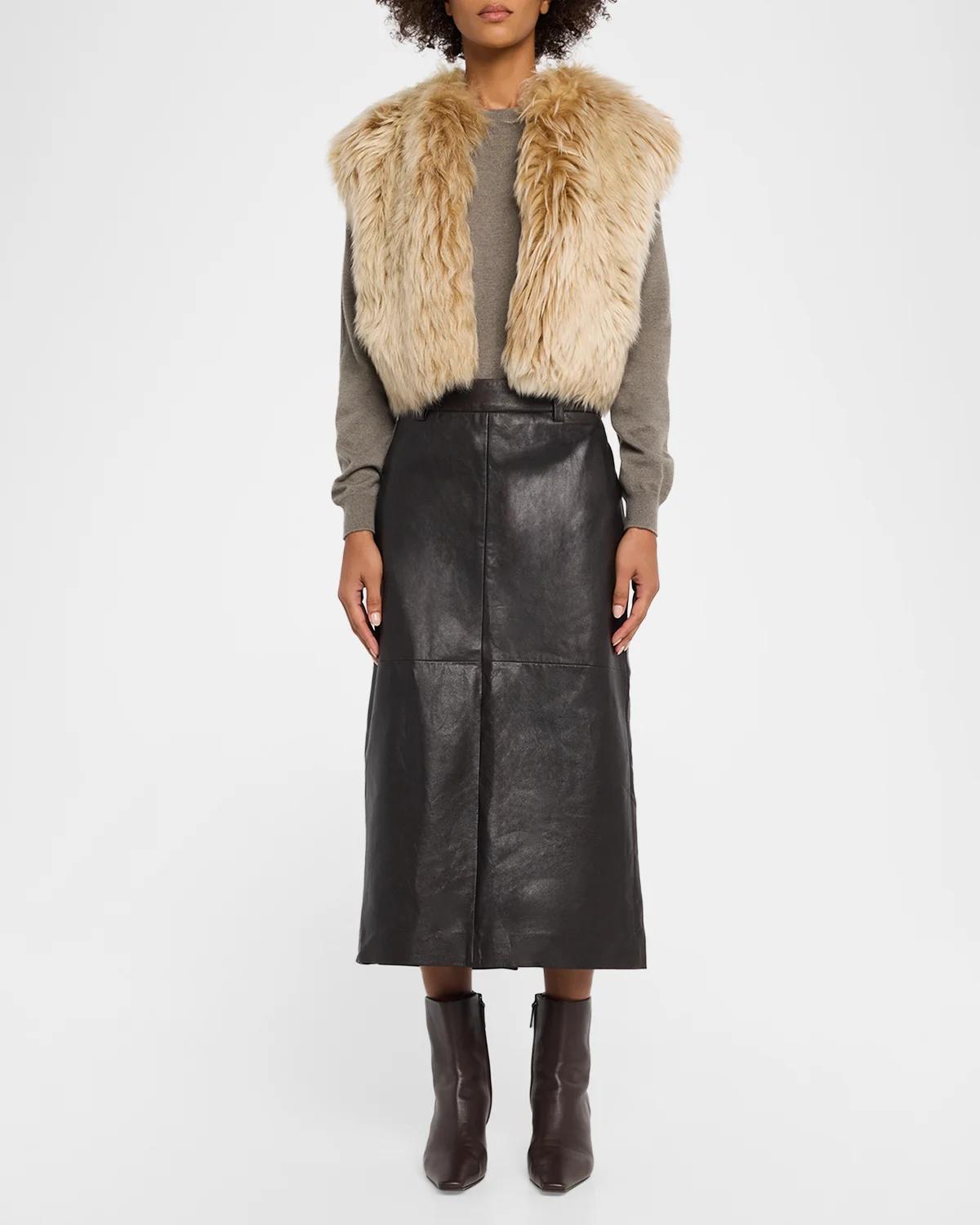 Leather Midi Pencil Skirt - thumbnail 2