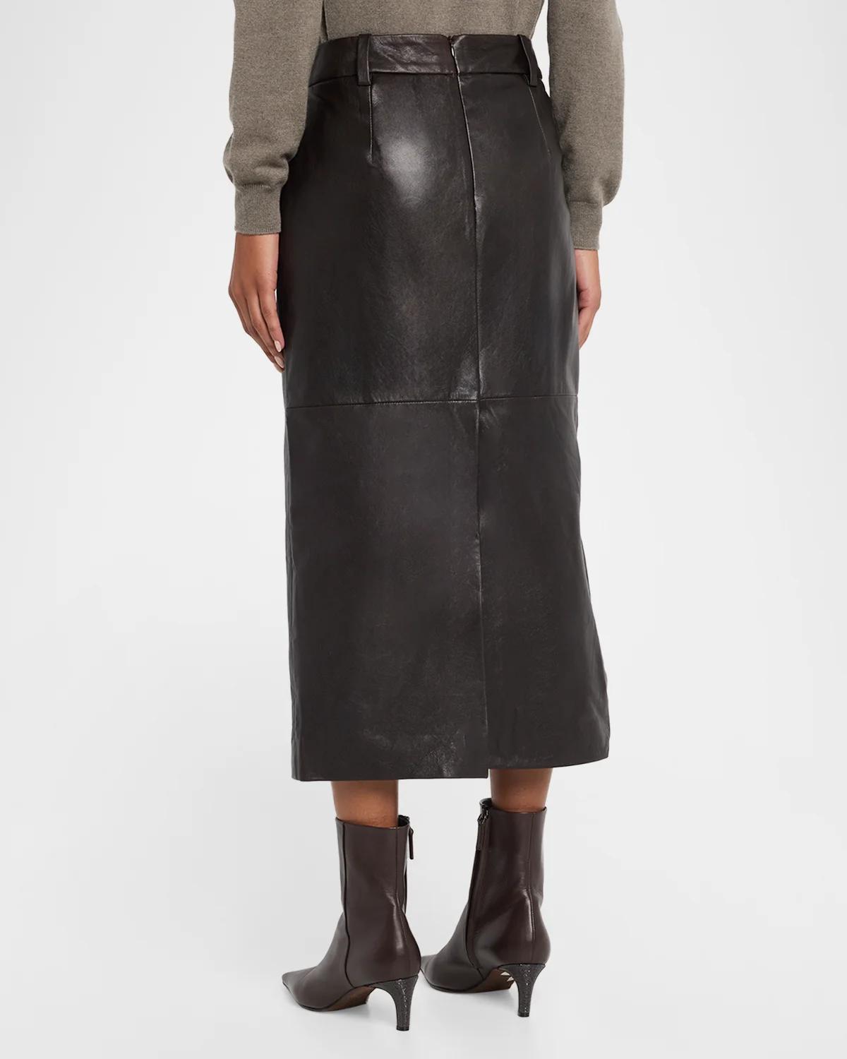 Leather Midi Pencil Skirt - thumbnail 3