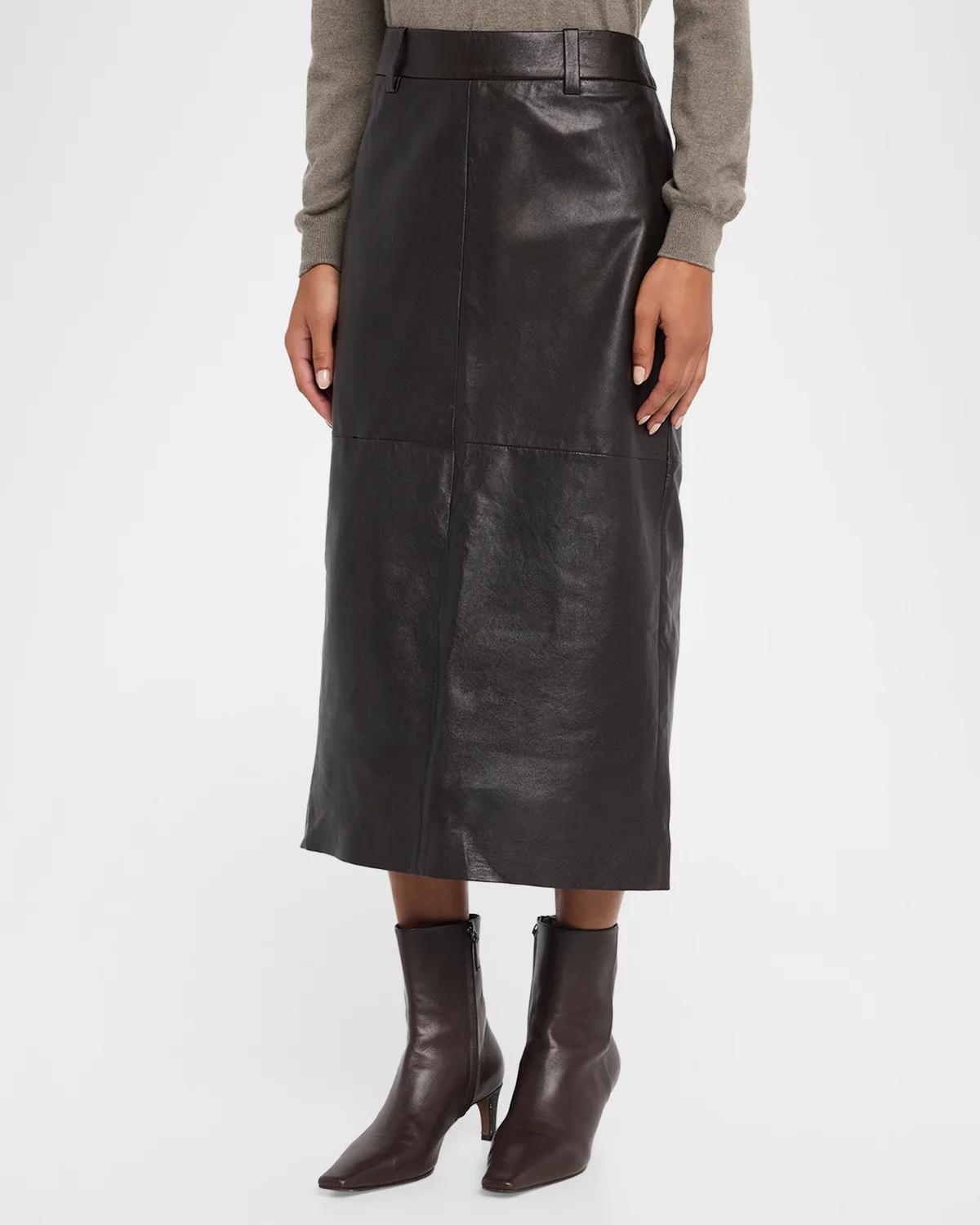 Leather Midi Pencil Skirt - thumbnail 4