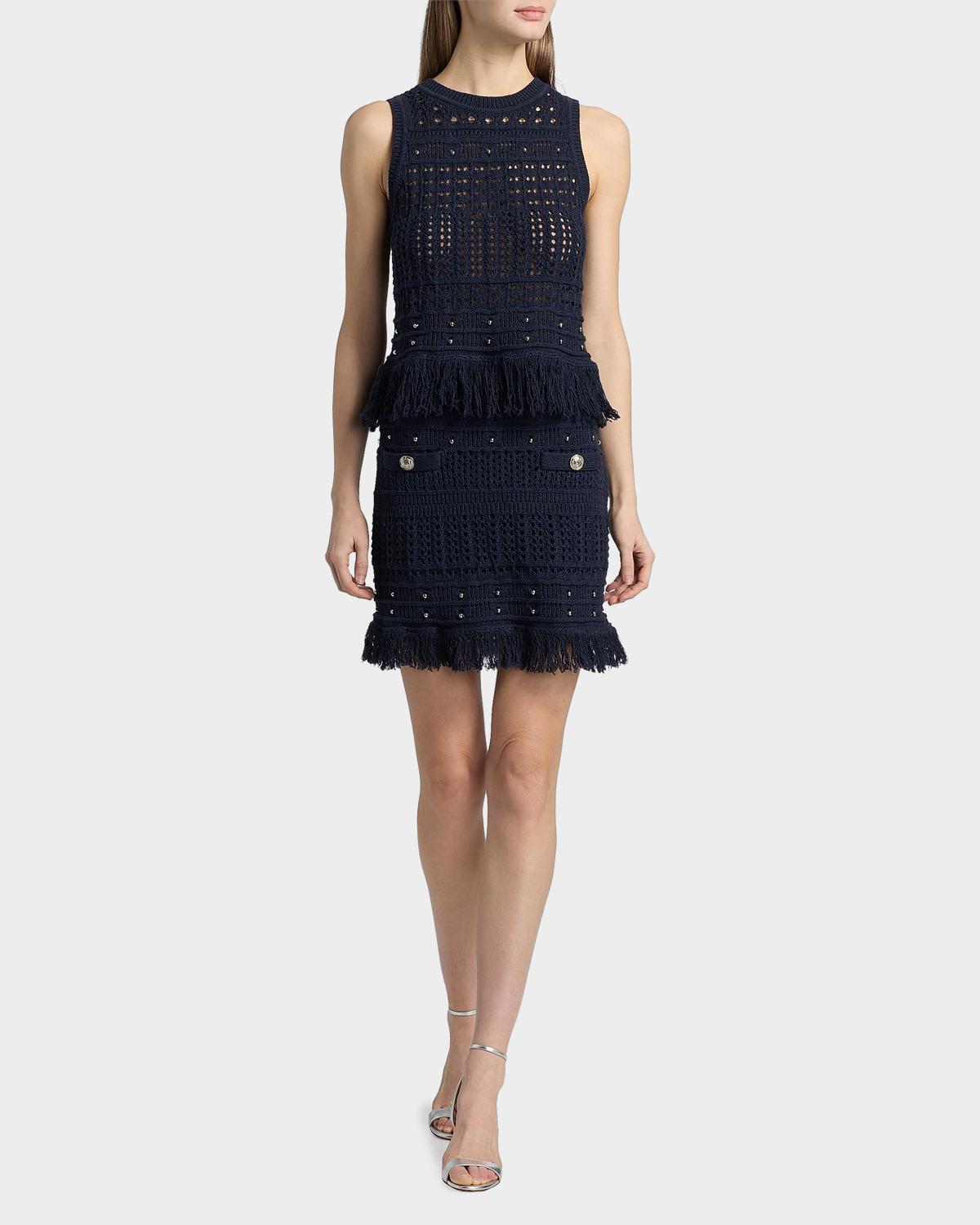 Beaded Fringe Knit Sleeveless Top - thumbnail 2
