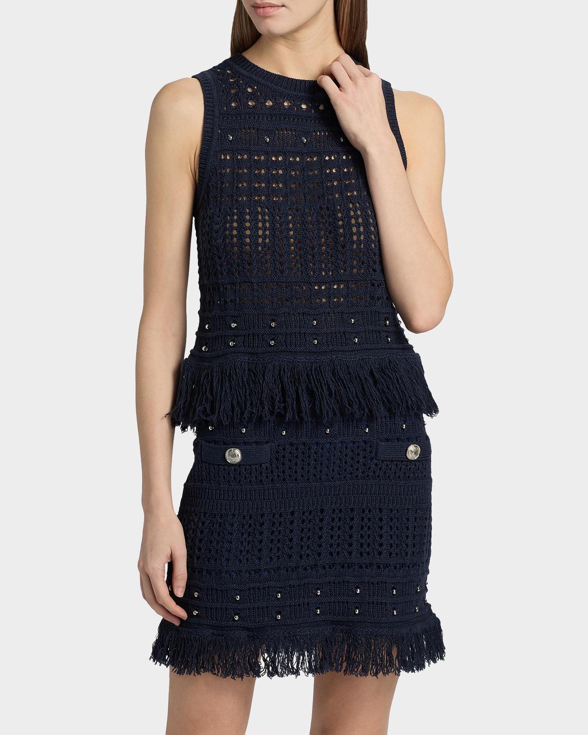 Beaded Fringe Knit Sleeveless Top - thumbnail 4