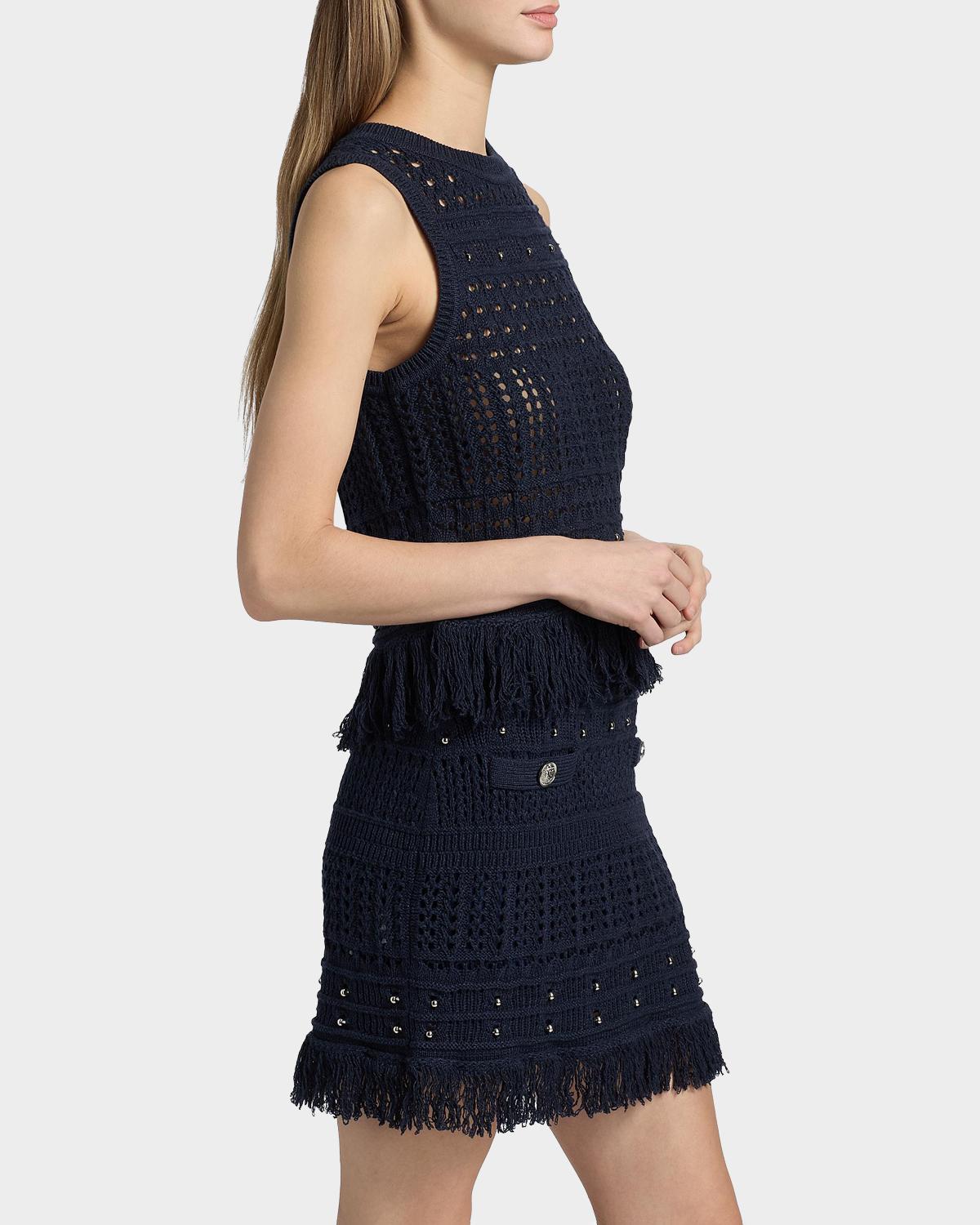 Beaded Fringe Knit Sleeveless Top - thumbnail 6