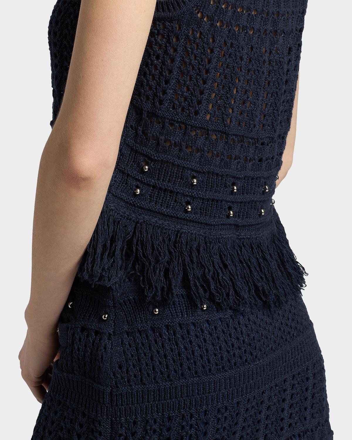 Beaded Fringe Knit Sleeveless Top - thumbnail 7