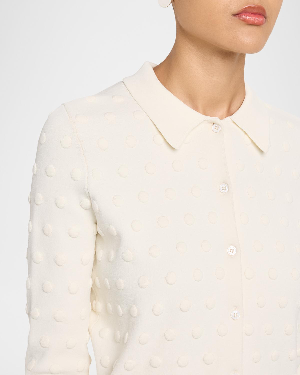 Pucker Dot Knit Collared Cardigan - thumbnail 5