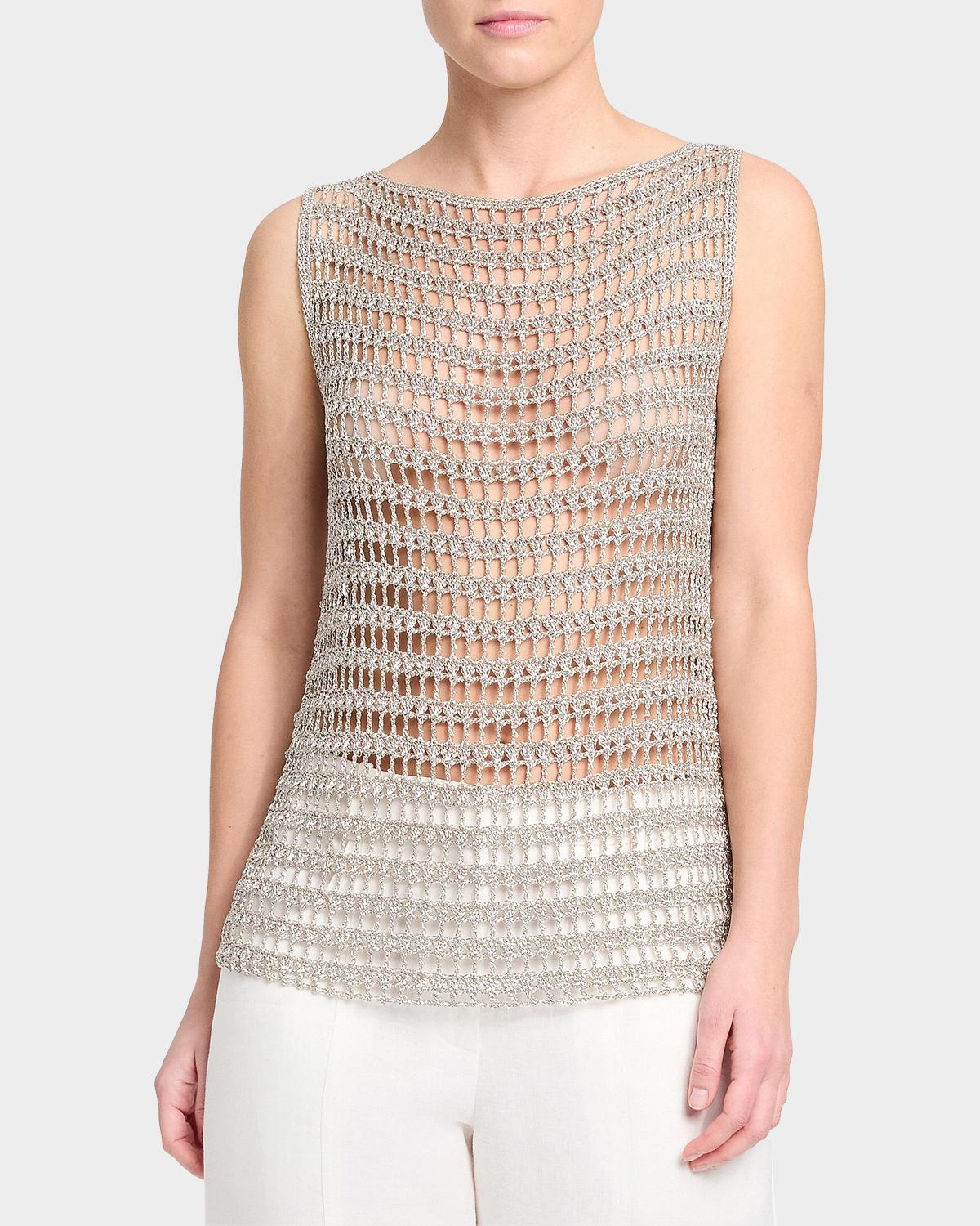 Cleo Metallic Crochet Tank - thumbnail 3