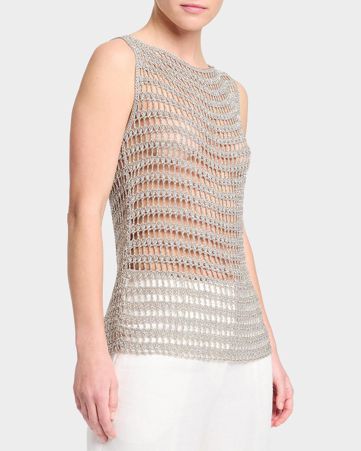 Cleo Metallic Crochet Tank - thumbnail 4