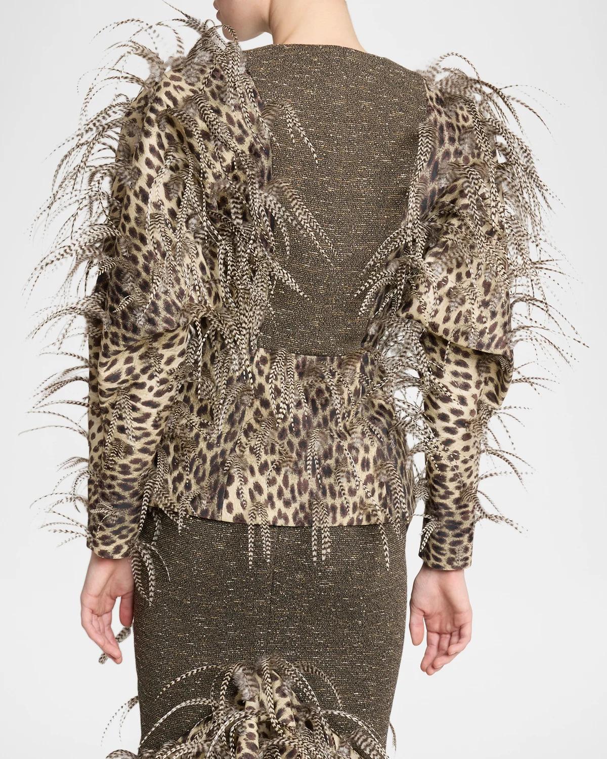 The Paloma Leopard-Print Embellished Waisted Jacket - thumbnail 3