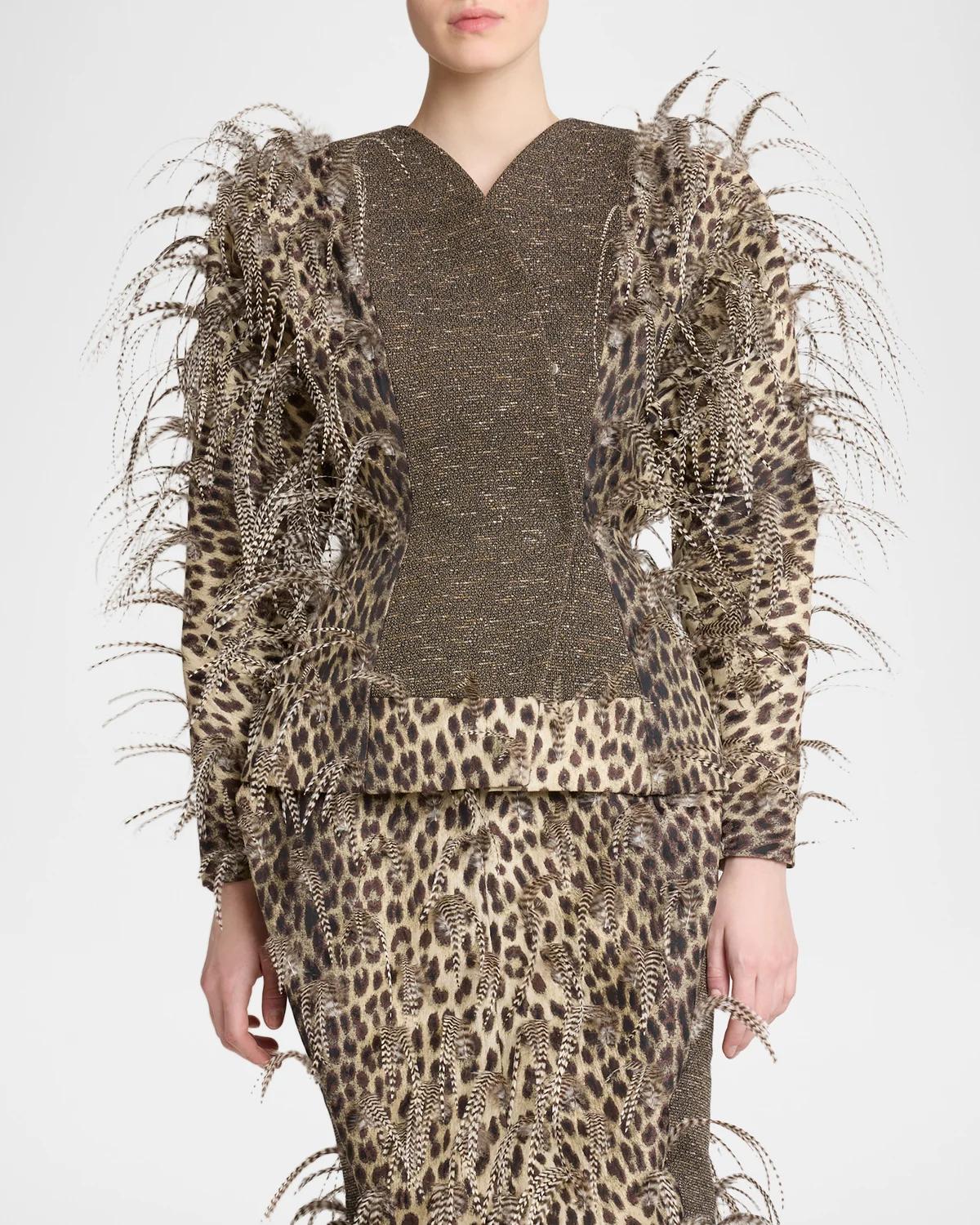 The Paloma Leopard-Print Embellished Waisted Jacket - thumbnail 4