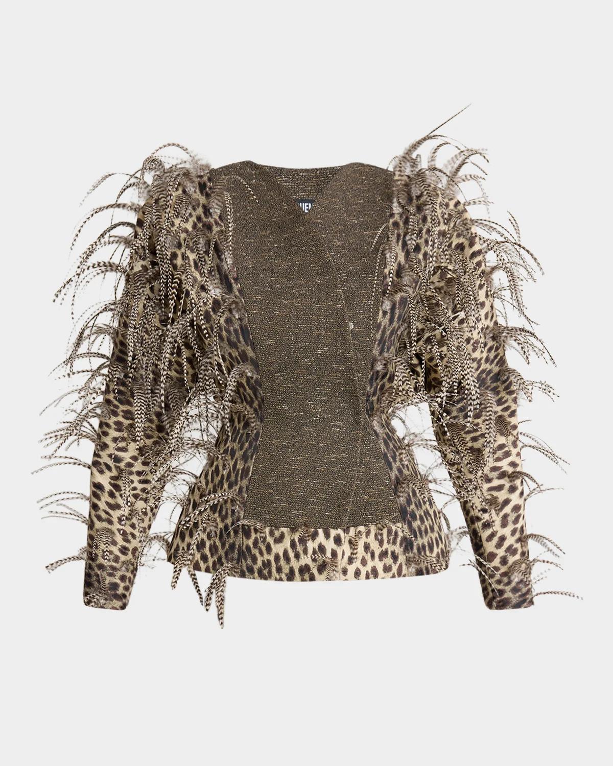 The Paloma Leopard-Print Embellished Waisted Jacket