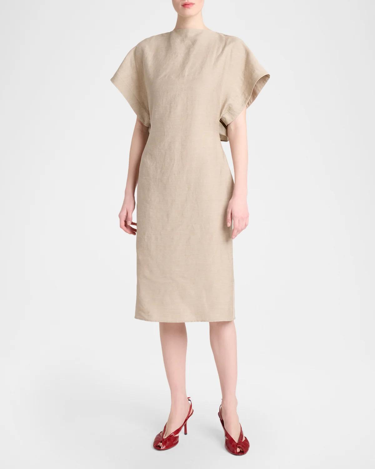 La Robe Poisson Linen-Blend Midi Dress - thumbnail 2