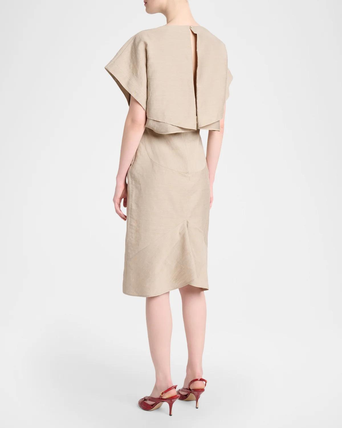 La Robe Poisson Linen-Blend Midi Dress - thumbnail 3