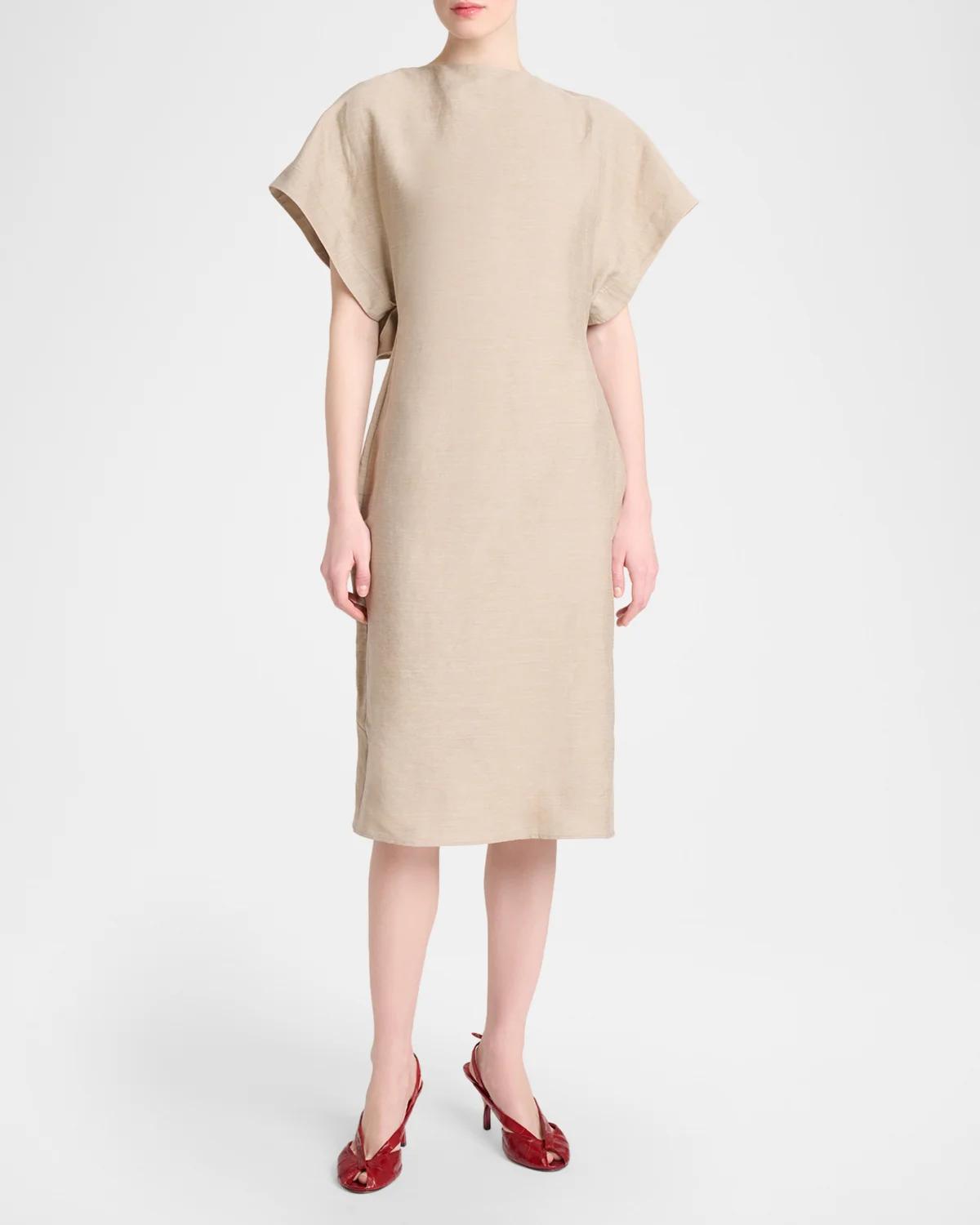 La Robe Poisson Linen-Blend Midi Dress - thumbnail 4