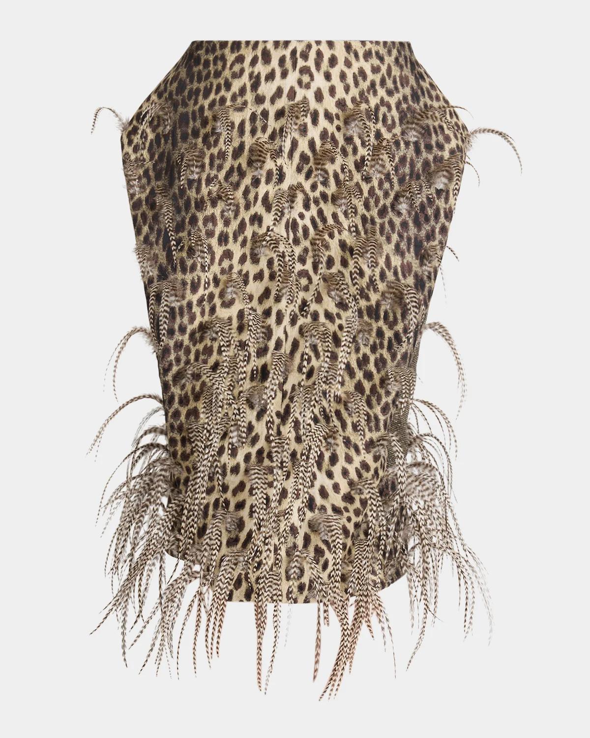 The Paloma Embellished Leopard-Print Pencil Skirt