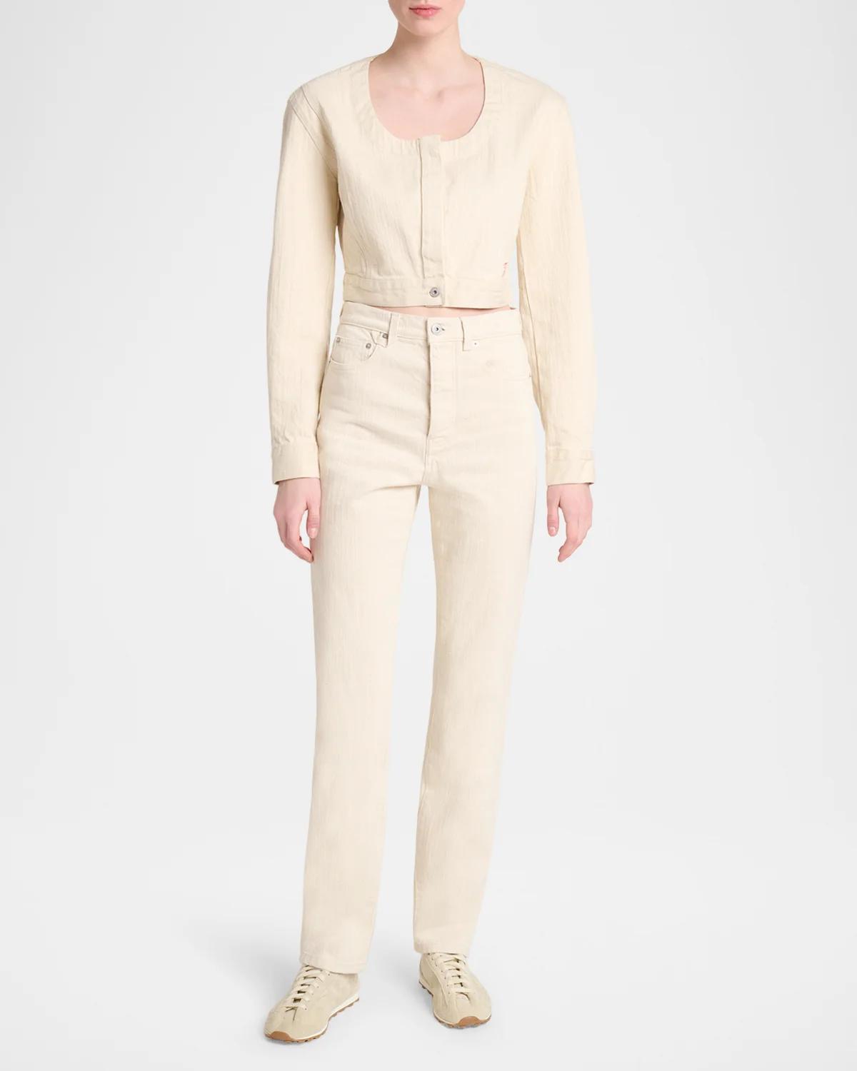 Le De-Nimes Textured Straight-Leg Jeans - thumbnail 2